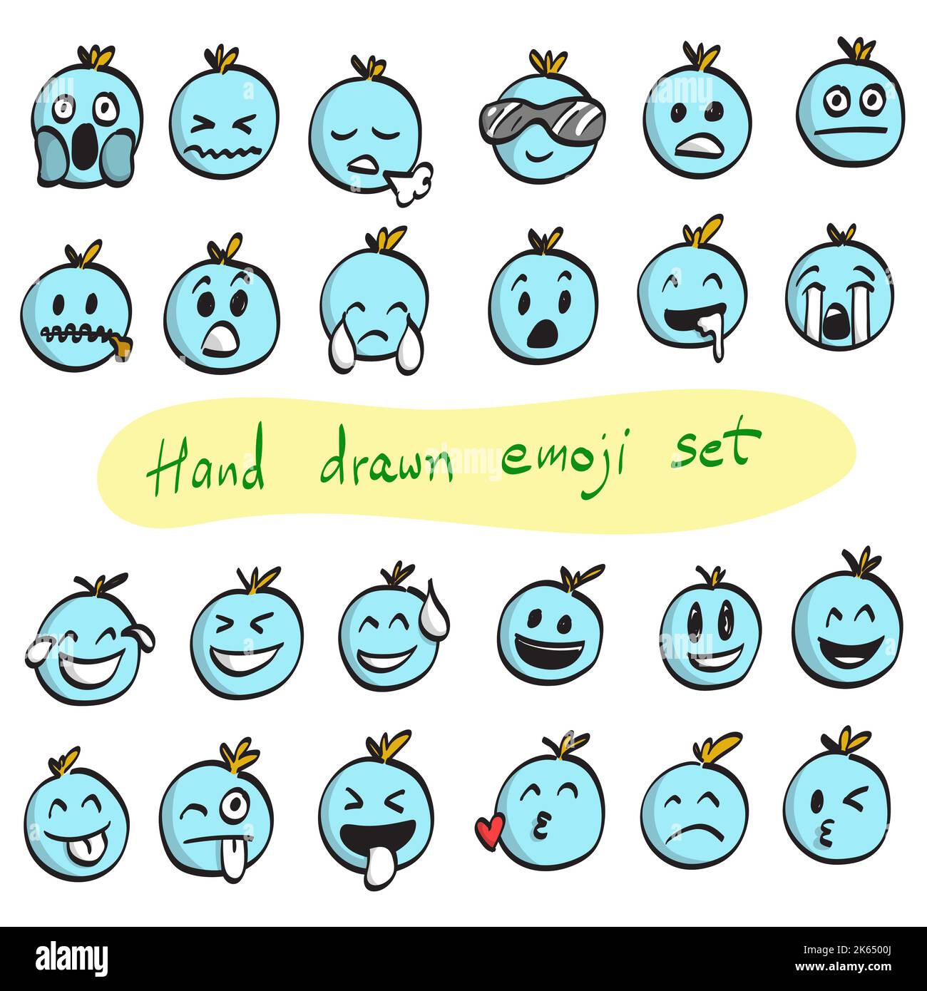bleu emoji jeu illustration vecteur main dessiné isolé sur fond blanc Illustration de Vecteur