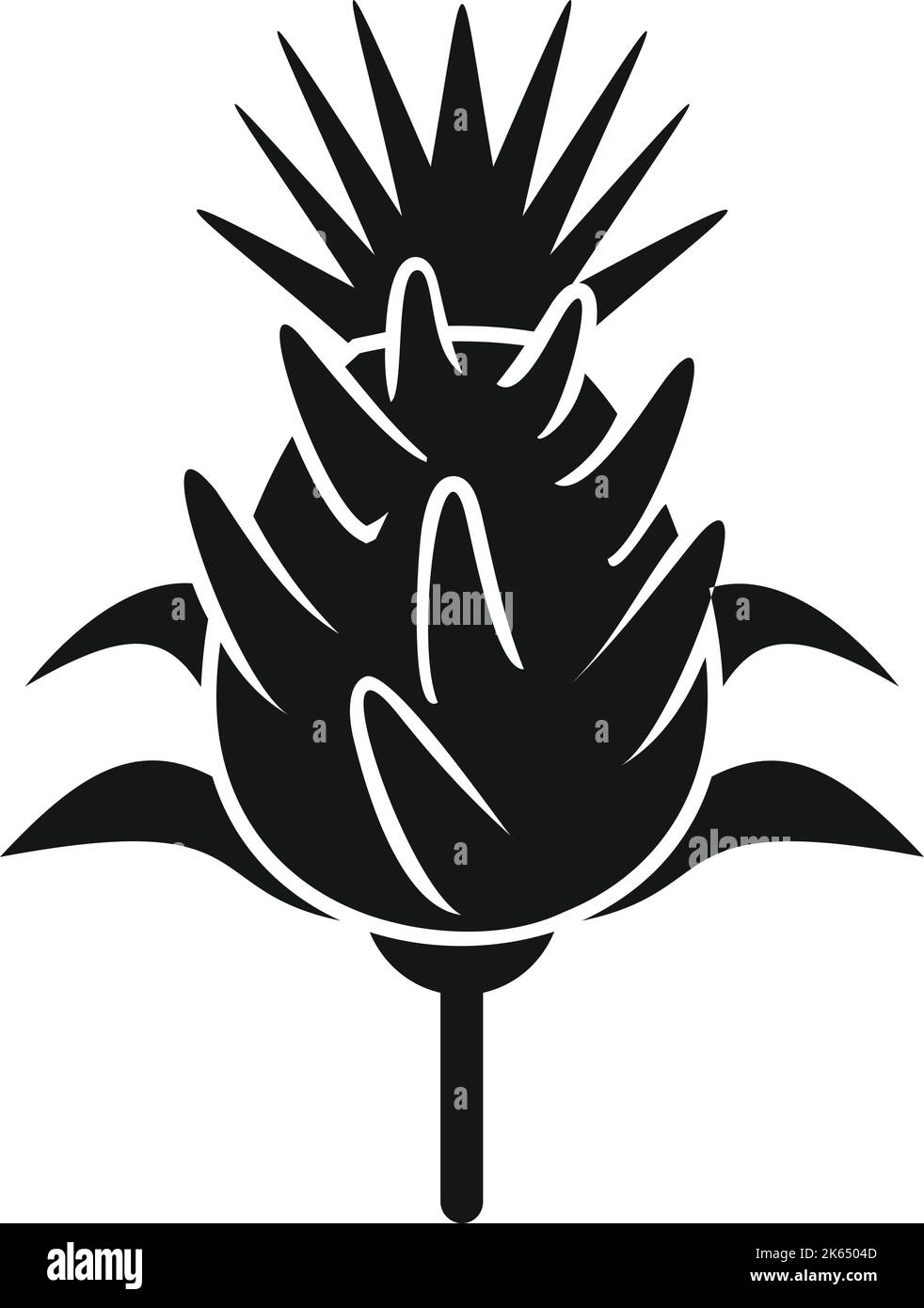 Icône de fleur de chardon vecteur simple. Plante de silymarine. Lait écossais Illustration de Vecteur