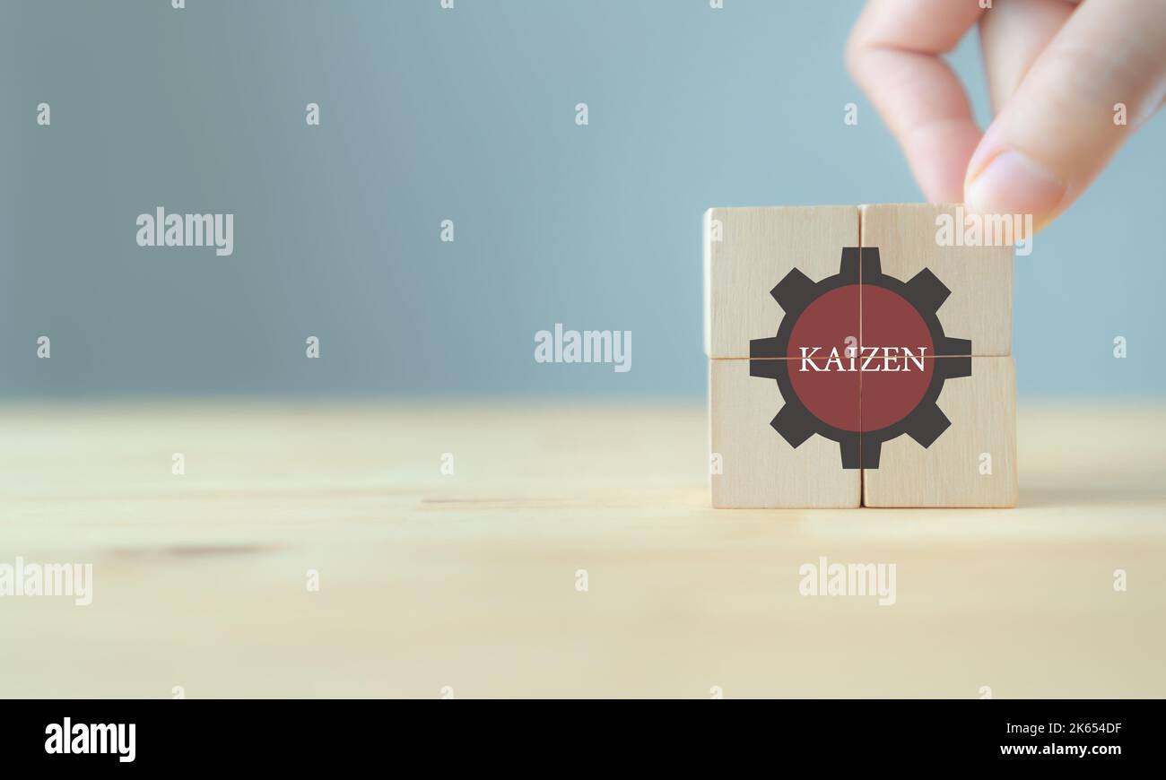 Concept Kaizen : amélioration continue de l'efficacité et de l'efficience des activités. Cycle Kaizen ; amélioration, continu, processus, résultat, standard Banque D'Images