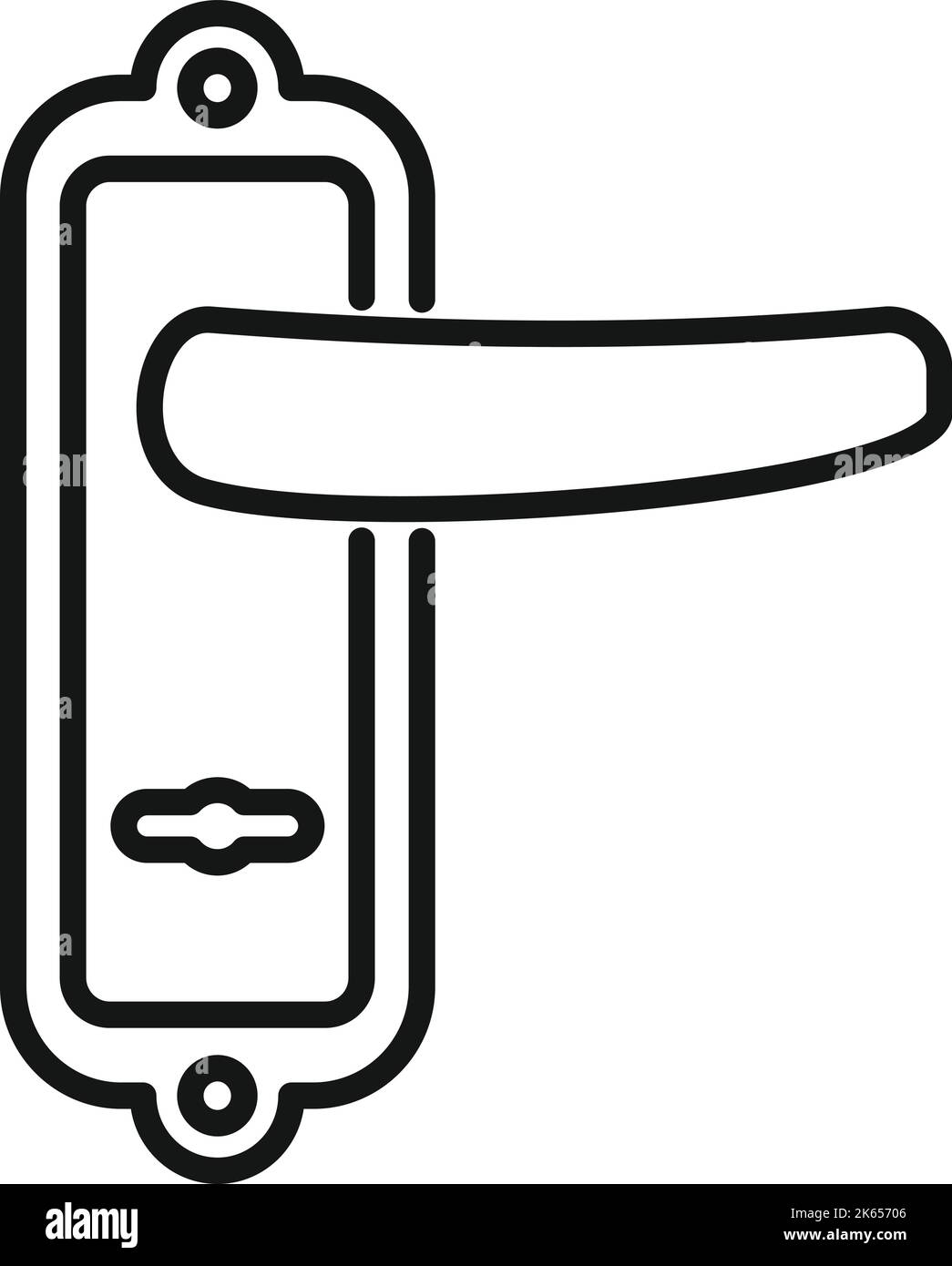 Vecteur de contour d'icône de serrure de poignée de porte. Verrouillage du bouton. Fer en acier Illustration de Vecteur