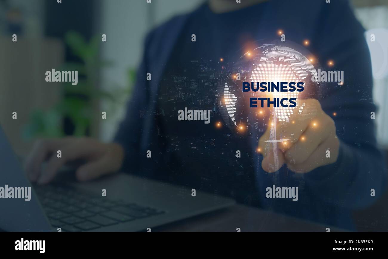 Concept d'éthique commerciale. Culture d'entreprise éthique, intégrité des affaires, principes moraux et politique de bonne gouvernance. Les normes de droit moral a Banque D'Images