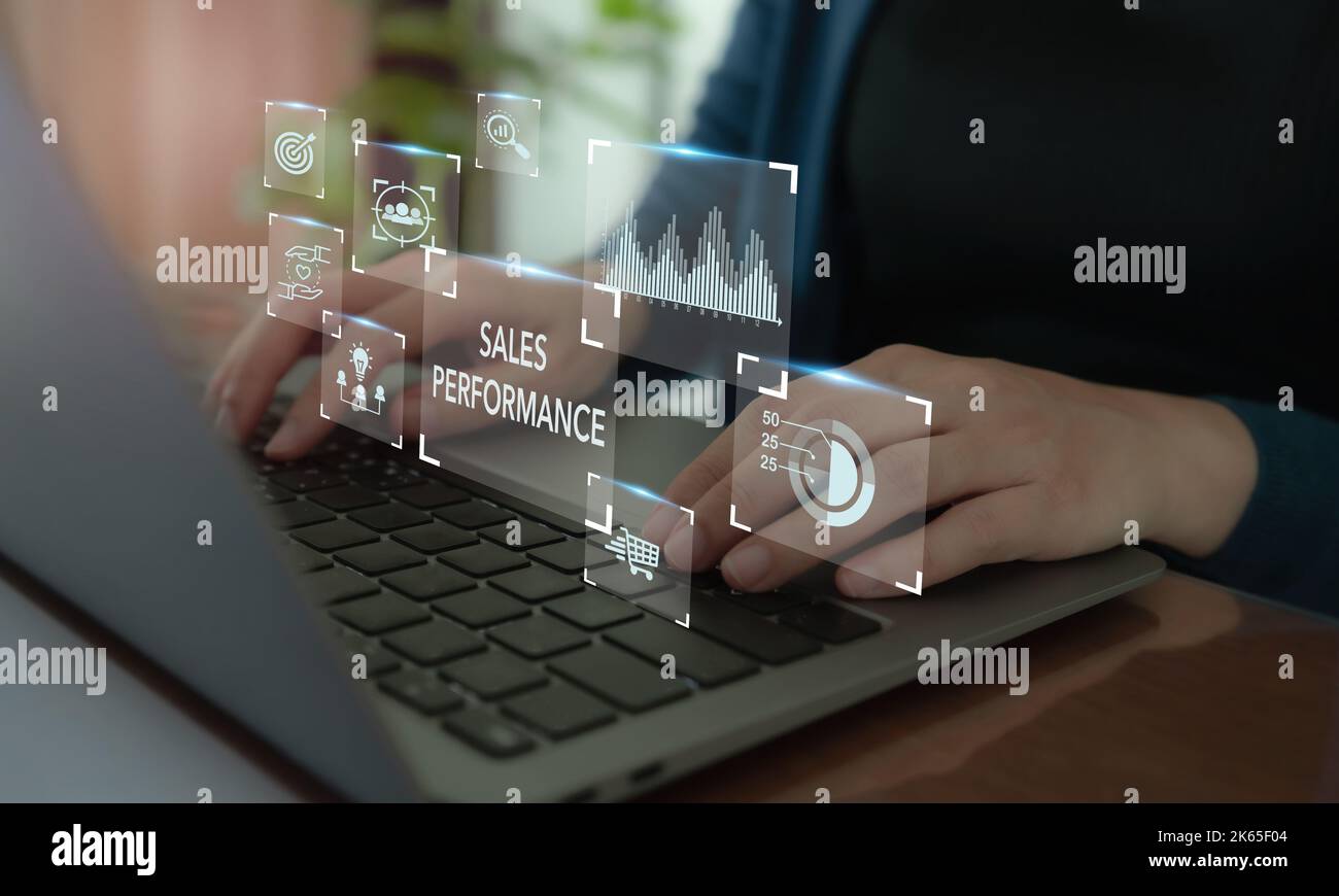 Concept de gestion et de rapport des performances de vente. Stimuler les performances de vente afin d'optimiser les capacités de l'équipe de vente et d'optimiser les opportunités de la fenêtre Banque D'Images