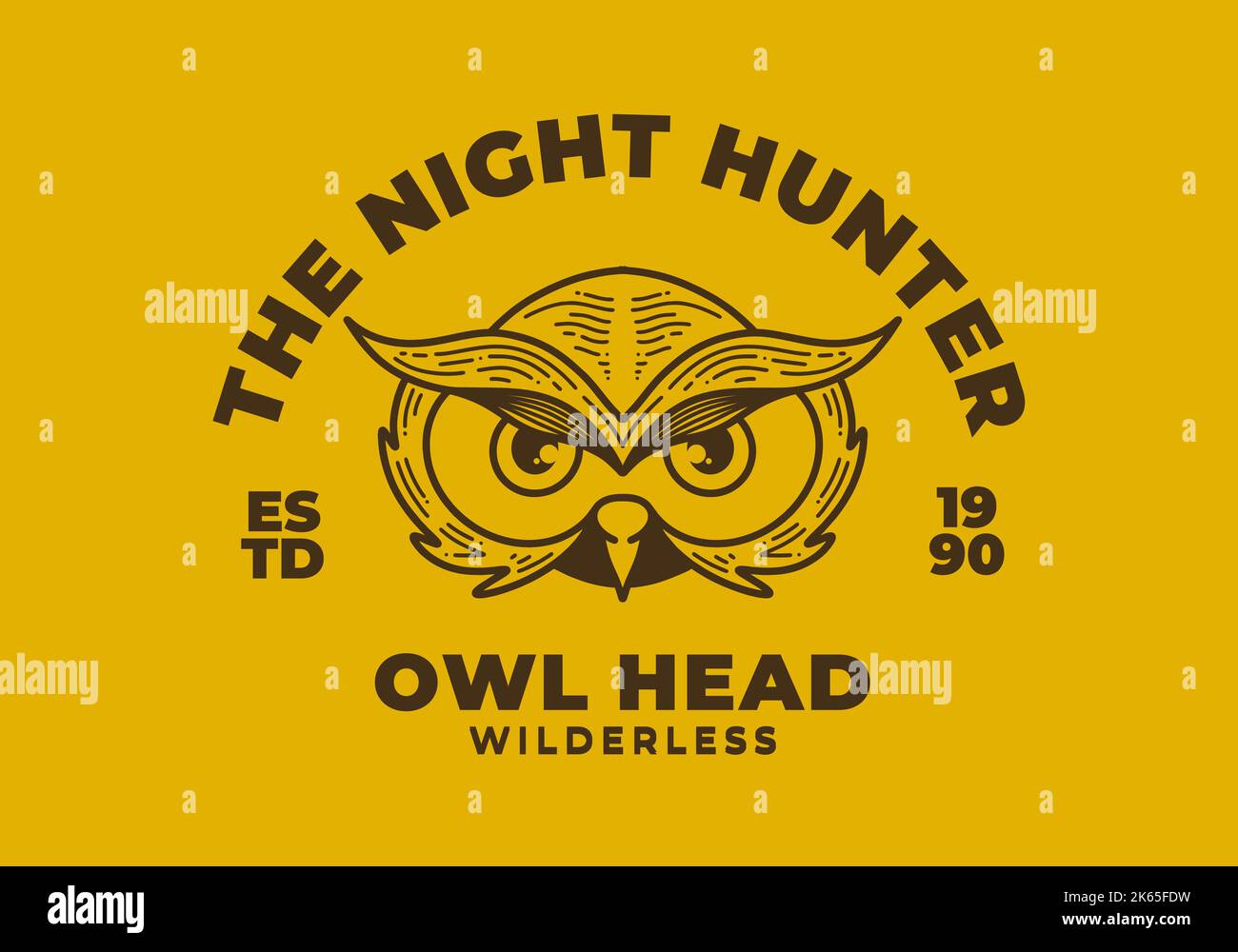 motif d'illustration rétro owl face sur fond jaune Illustration de Vecteur