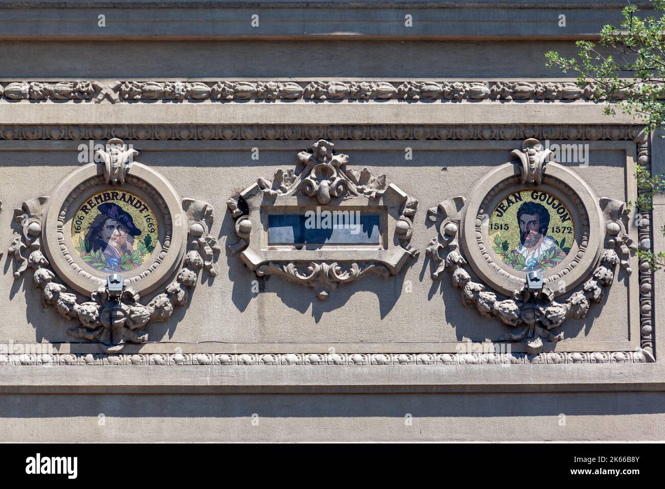 Le détail de la façade du musée Bellas Artes à Santiago du Chili Banque D'Images