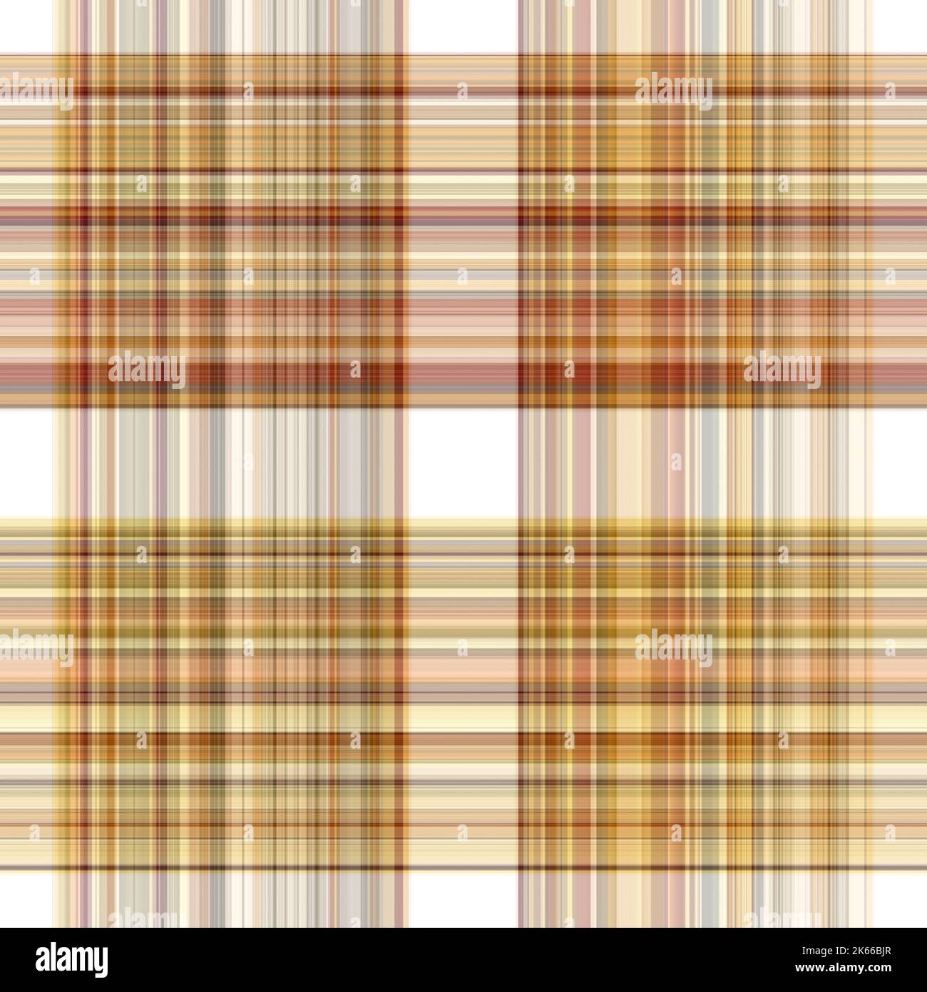 Tissu écossais blanc forêt à motif sans couture. Motif écossais de forêt automnale ton sur ton avec texture organique. Arrière-plan de bande orange pour papier peint rugueux. Banque D'Images