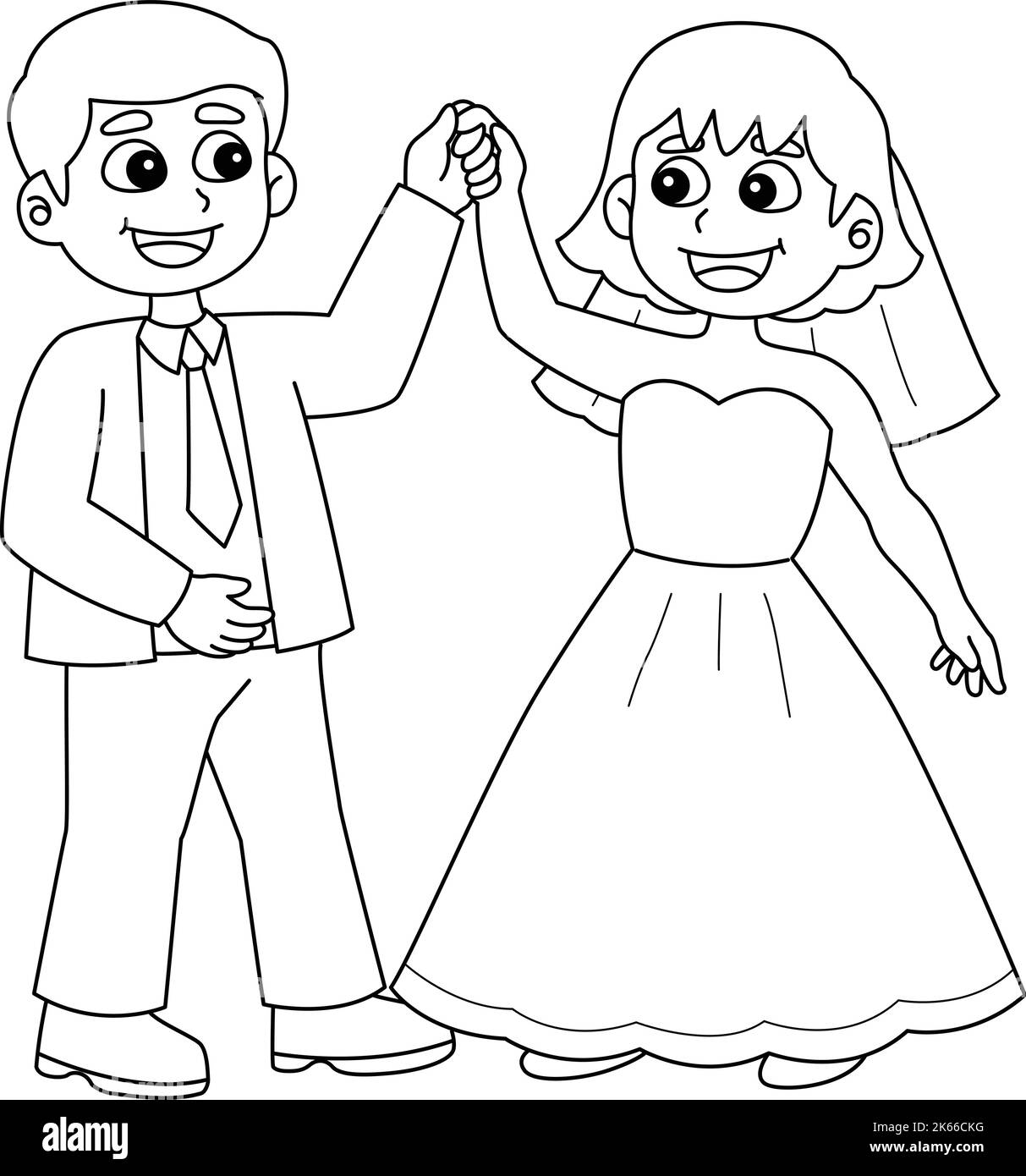 Mariage Groom et Bride Dancing coloration isolée Illustration de Vecteur