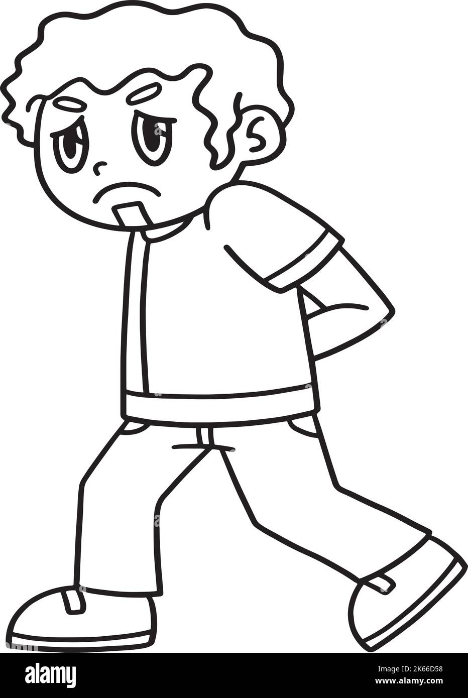 Page de coloriage isolée de la marche de Sad Man pour les enfants Illustration de Vecteur
