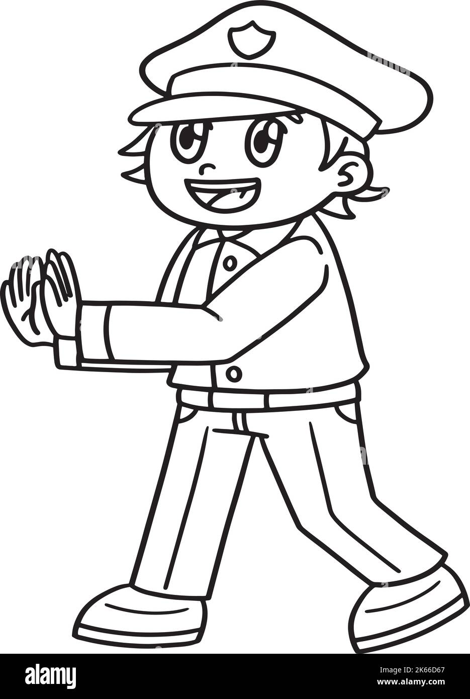 Page de coloriage isolée des policiers pour les enfants Illustration de Vecteur