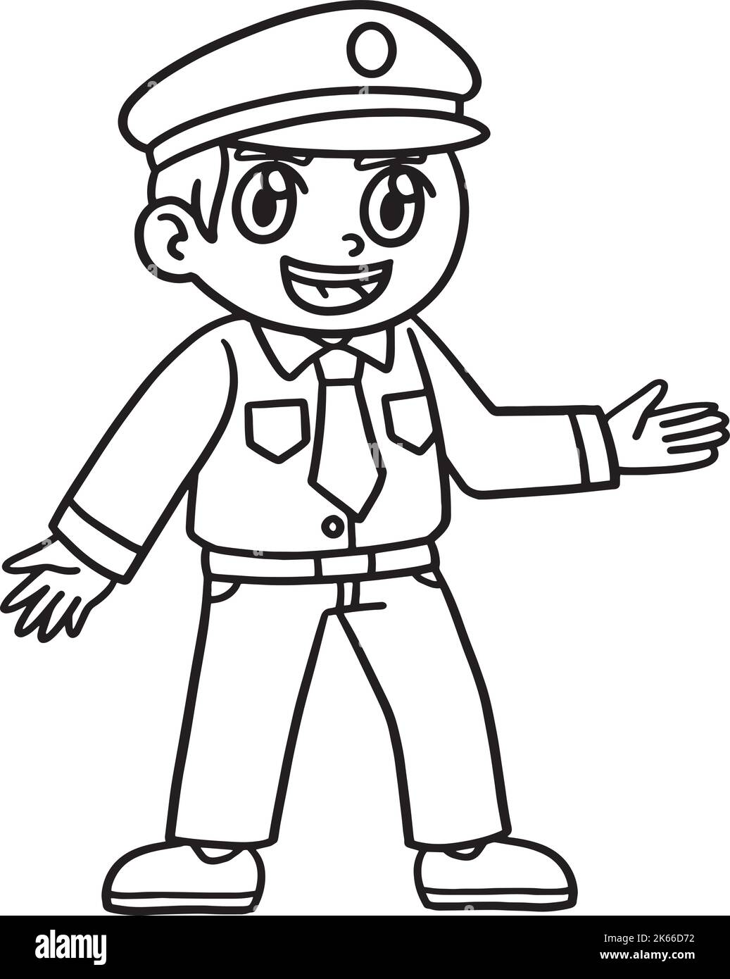 Page de coloriage isolée de policeman pour enfants Illustration de Vecteur