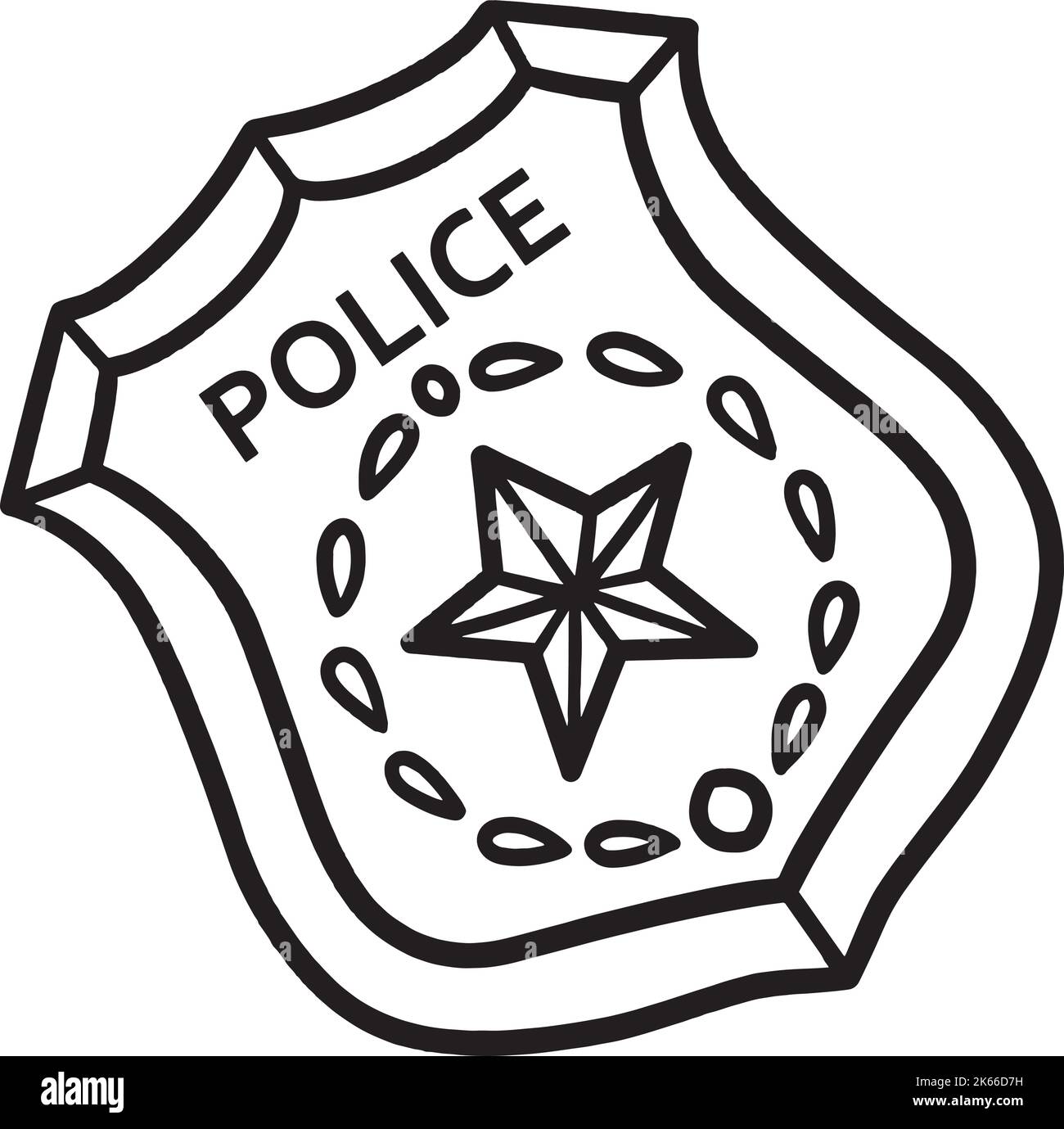 Page de coloriage isolée d'insigne de police pour enfants Illustration de Vecteur