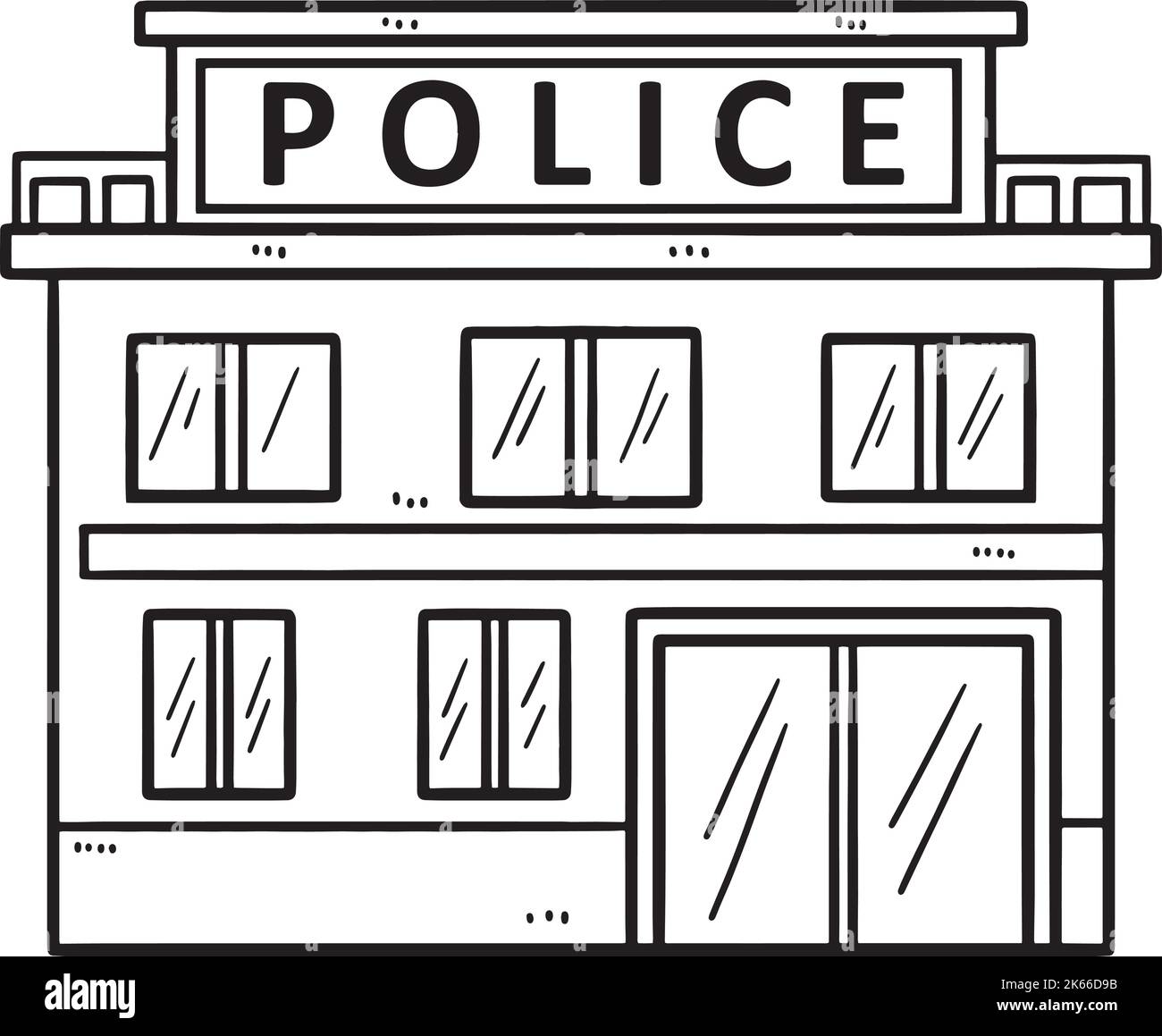 Page de coloriage isolée pour les enfants du poste de police Illustration de Vecteur