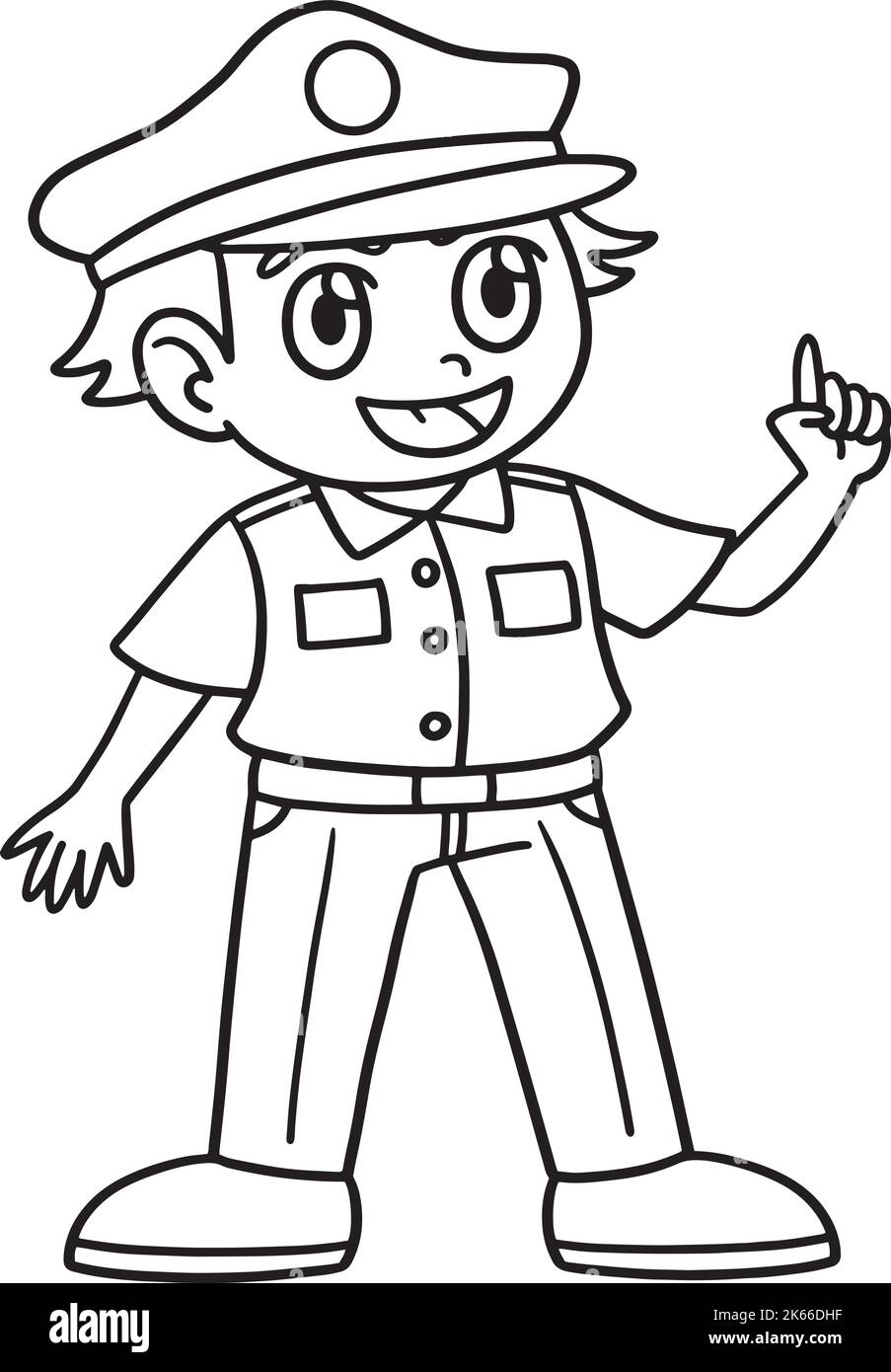 Page de coloriage isolée des policiers pour les enfants Illustration de Vecteur