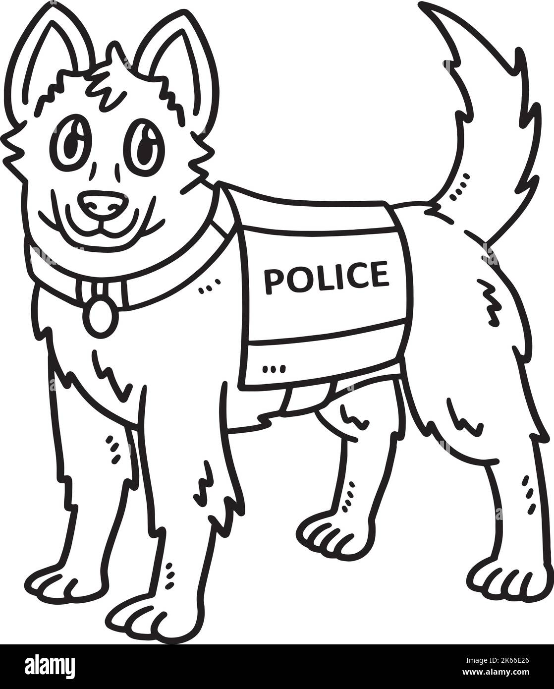 Page de coloriage isolée pour chien de police pour enfants Illustration de Vecteur