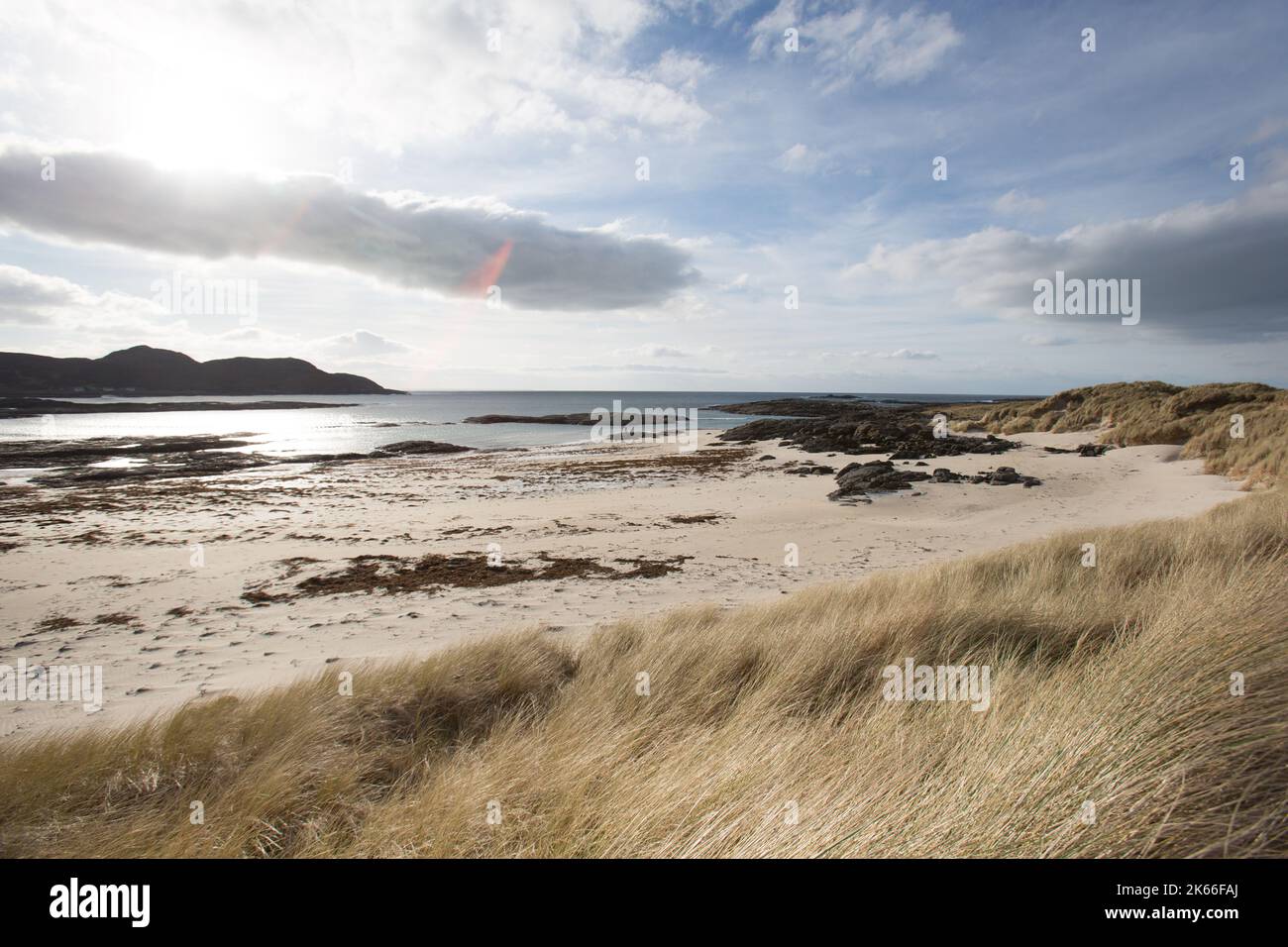 Péninsule d'Ardamurchan, Écosse. Vue pittoresque sur l'océan Atlantique depuis la plage Sanna Beag d'Ardamurchan. Banque D'Images