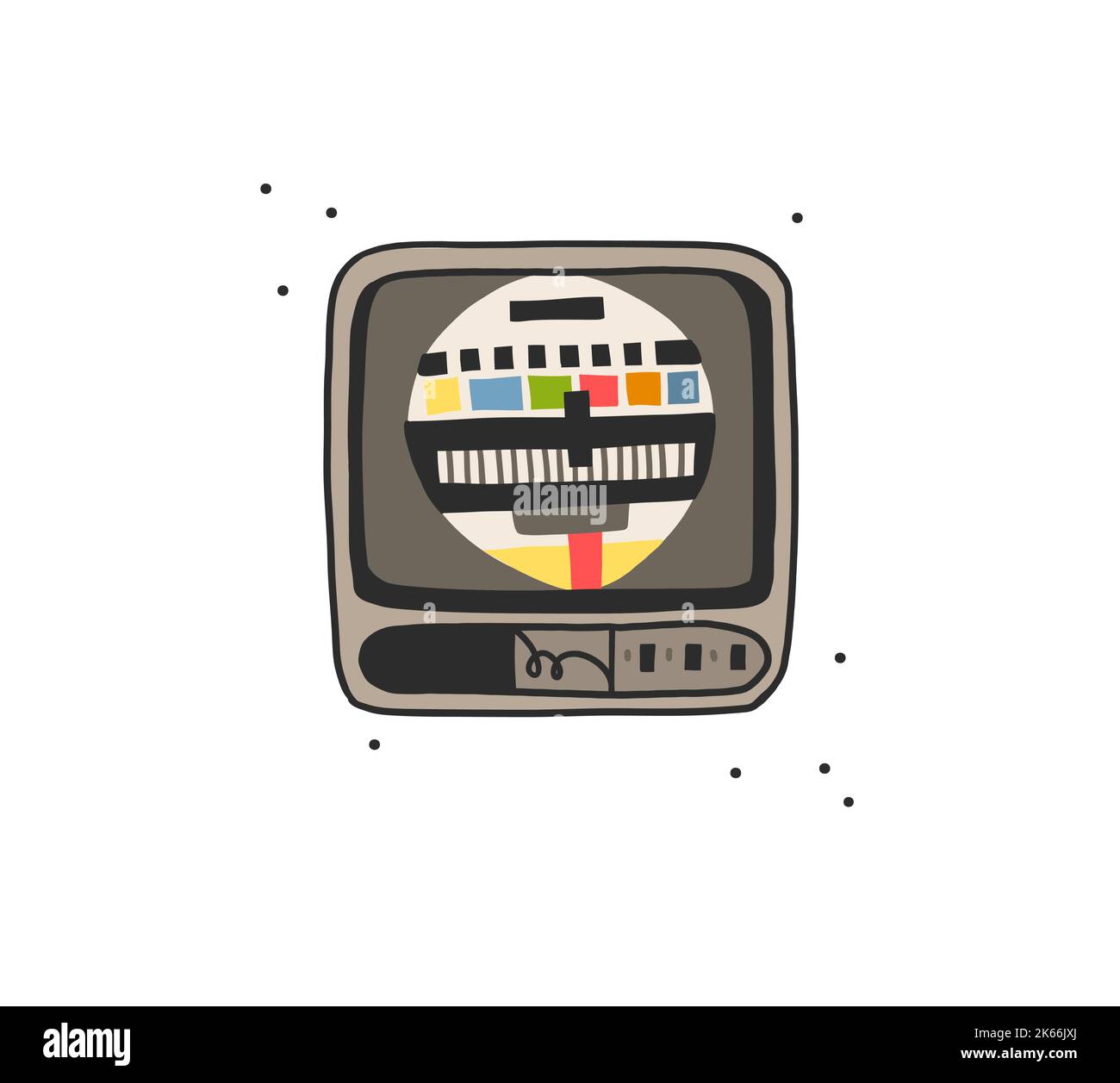 Dessin à la main vecteur abstrait plat graphique moderne illustration de l'ancien rétro rétro TV vintage isolé, 90 vintage print concept, rétro vecteur Illustration de Vecteur