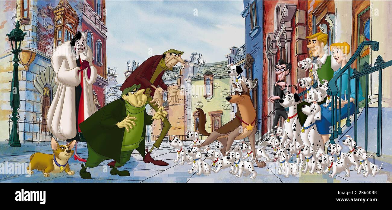 LIGHTNING,VIL,HORACE,JASPER,PATCH,THUNDERBOLT,LARS,CHIOTS,ROGER,ANITA, 101 DALMATIENS II: PATCH'S LONDON ADVENTURE, 2003 Banque D'Images