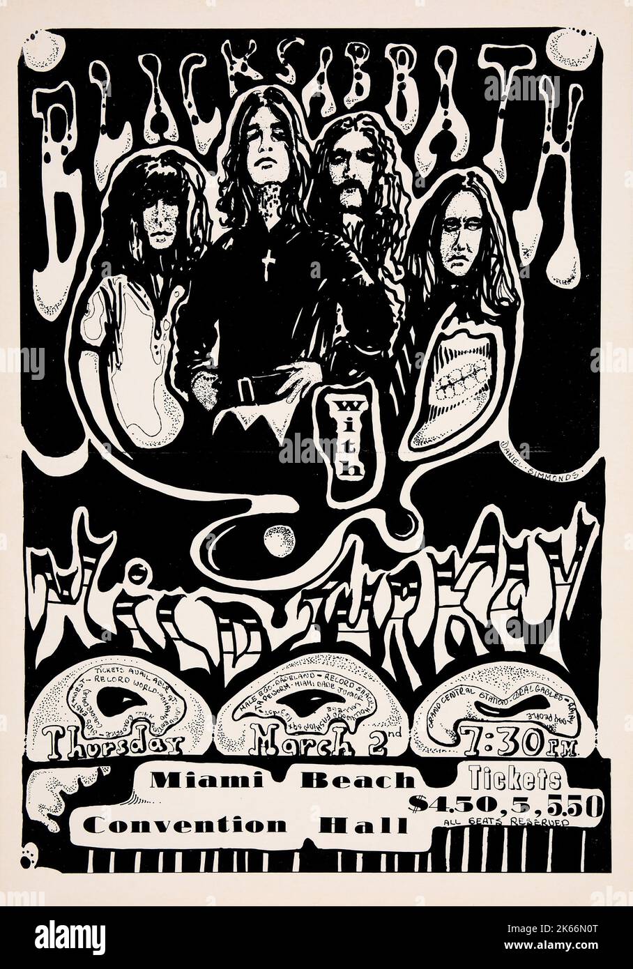 Black Sabbath 1972 Miami Beach, Florida concert Poster Banque D'Images