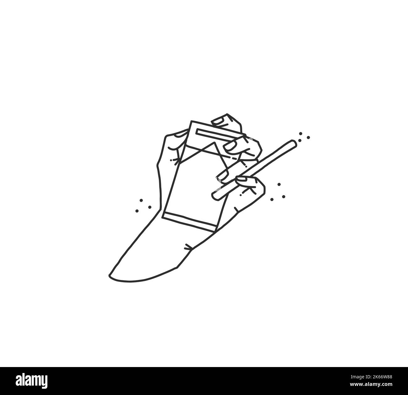 Dessin à la main vecteur résumé plat graphique moderne illustration de l'ancienne rétro vintage femme tenant la cigarette, 90 vintage print concept, rétro vecteur Illustration de Vecteur