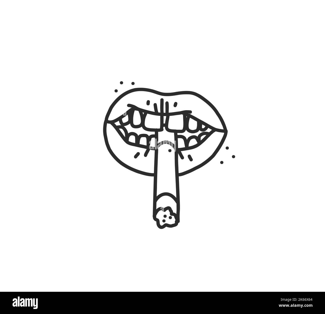 Dessin à la main vecteur résumé plat graphique moderne illustration de l'ancienne rétro vintage femme tenant la cigarette, 90 vintage print concept, rétro vecteur Illustration de Vecteur