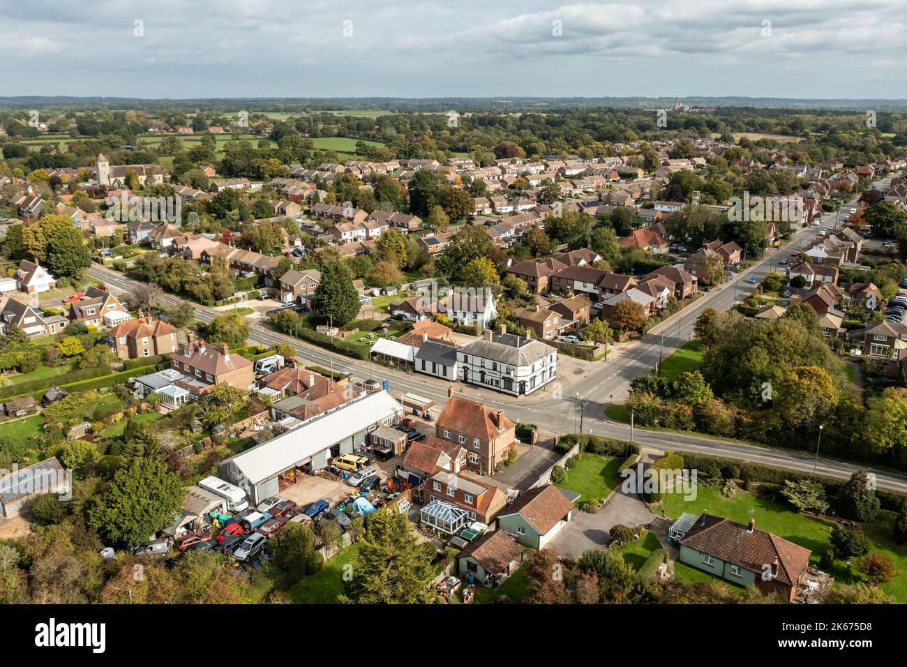 Vue aérienne de Partridge Green. Partridge Green est un village du district de Horsham, dans le West Sussex, en Angleterre. Banque D'Images