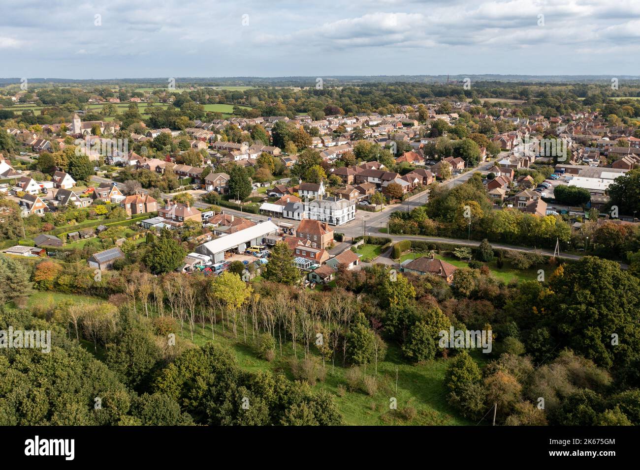 Vue aérienne de Partridge Green. Partridge Green est un village du district de Horsham, dans le West Sussex, en Angleterre. Banque D'Images