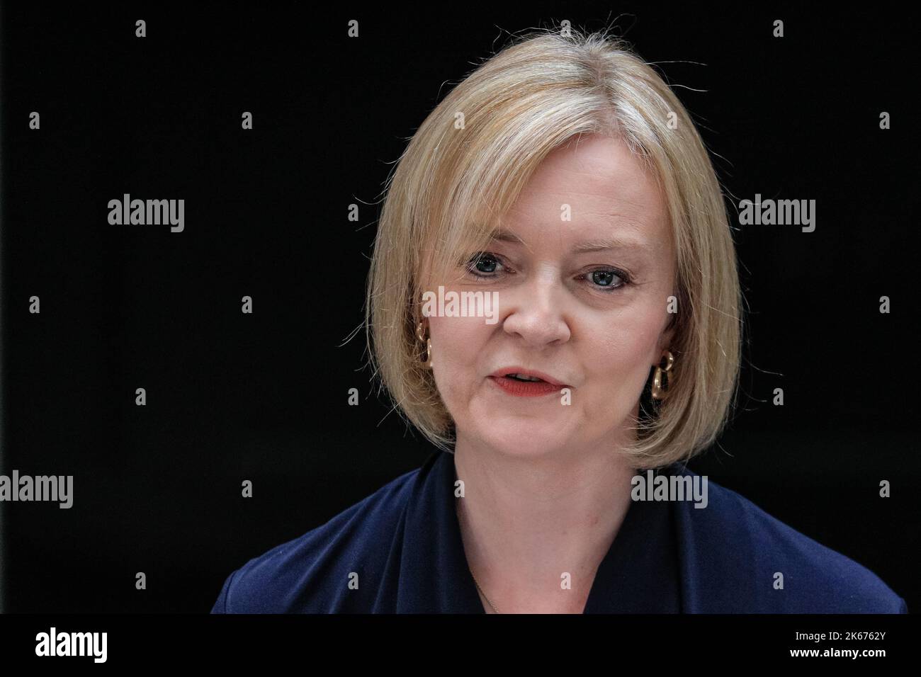 Liz Truss (Elizabeth Truss), député, Premier ministre britannique, gros plan, parlant, Downing Street, Londres, Royaume-Uni Banque D'Images