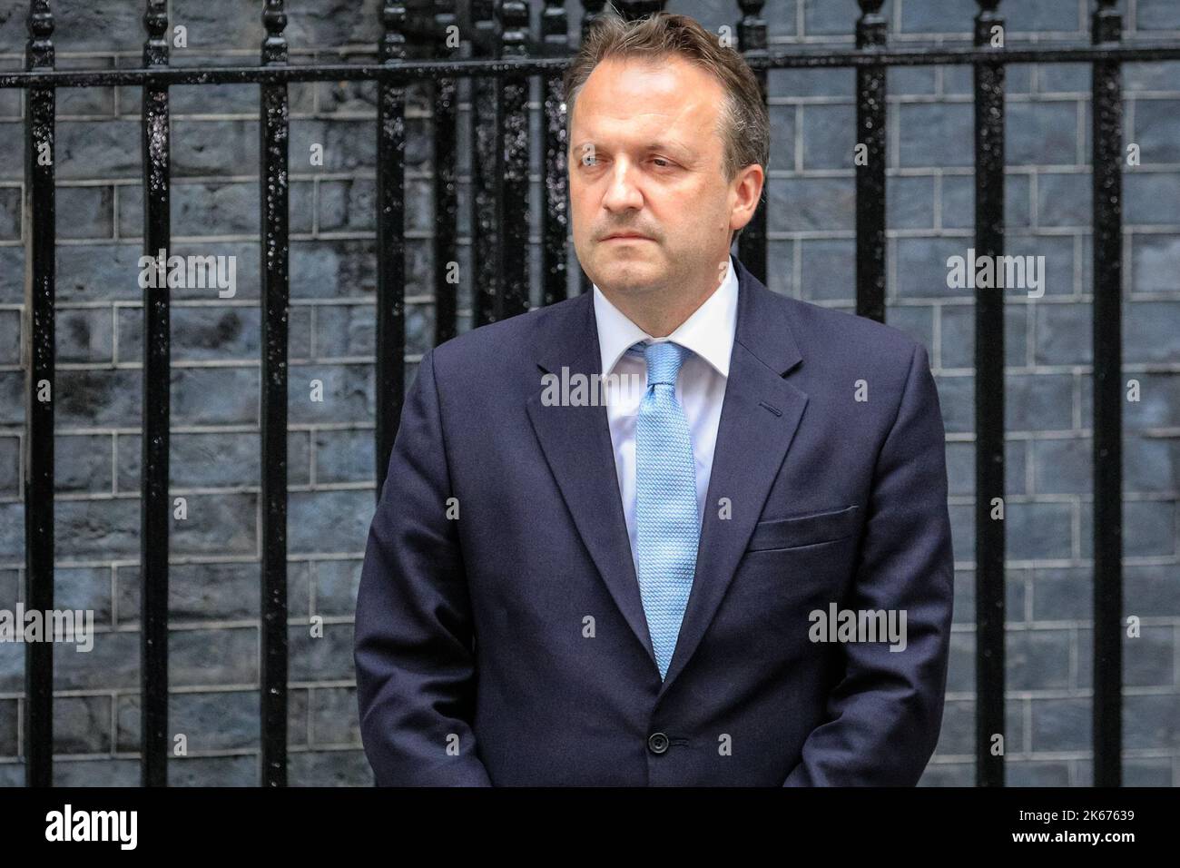 Liz Truss (Elizabeth Truss), député, Premier ministre britannique du Royaume-Uni parlant, Downing Street, Londres Banque D'Images