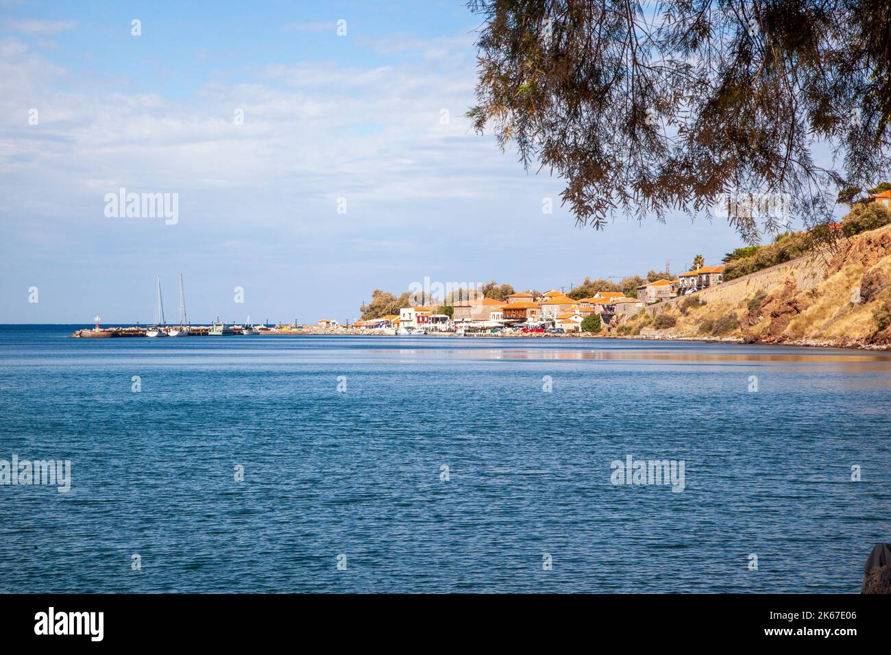 La station de vacances grecque de Molyvos sur l'île de Lesvos Grèce Banque D'Images