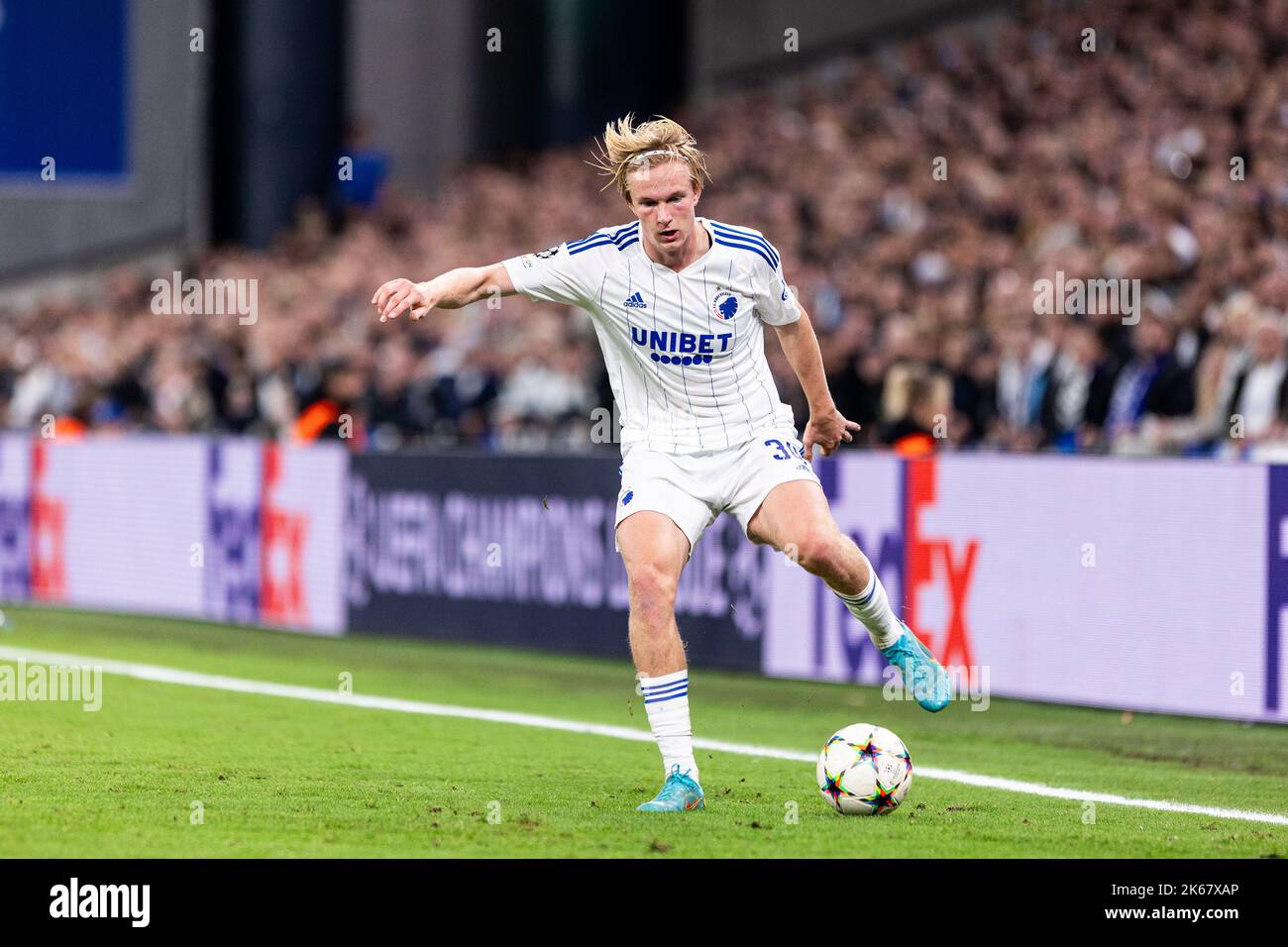 Copenhague, Danemark. 11th octobre 2022. Victor Kristiansen (34) du FC Copenhague vu lors du match de la Ligue des champions de l'UEFA entre le FC Copenhague et Manchester City à Parken à Copenhague. (Crédit photo : Gonzales photo/Alamy Live News Banque D'Images