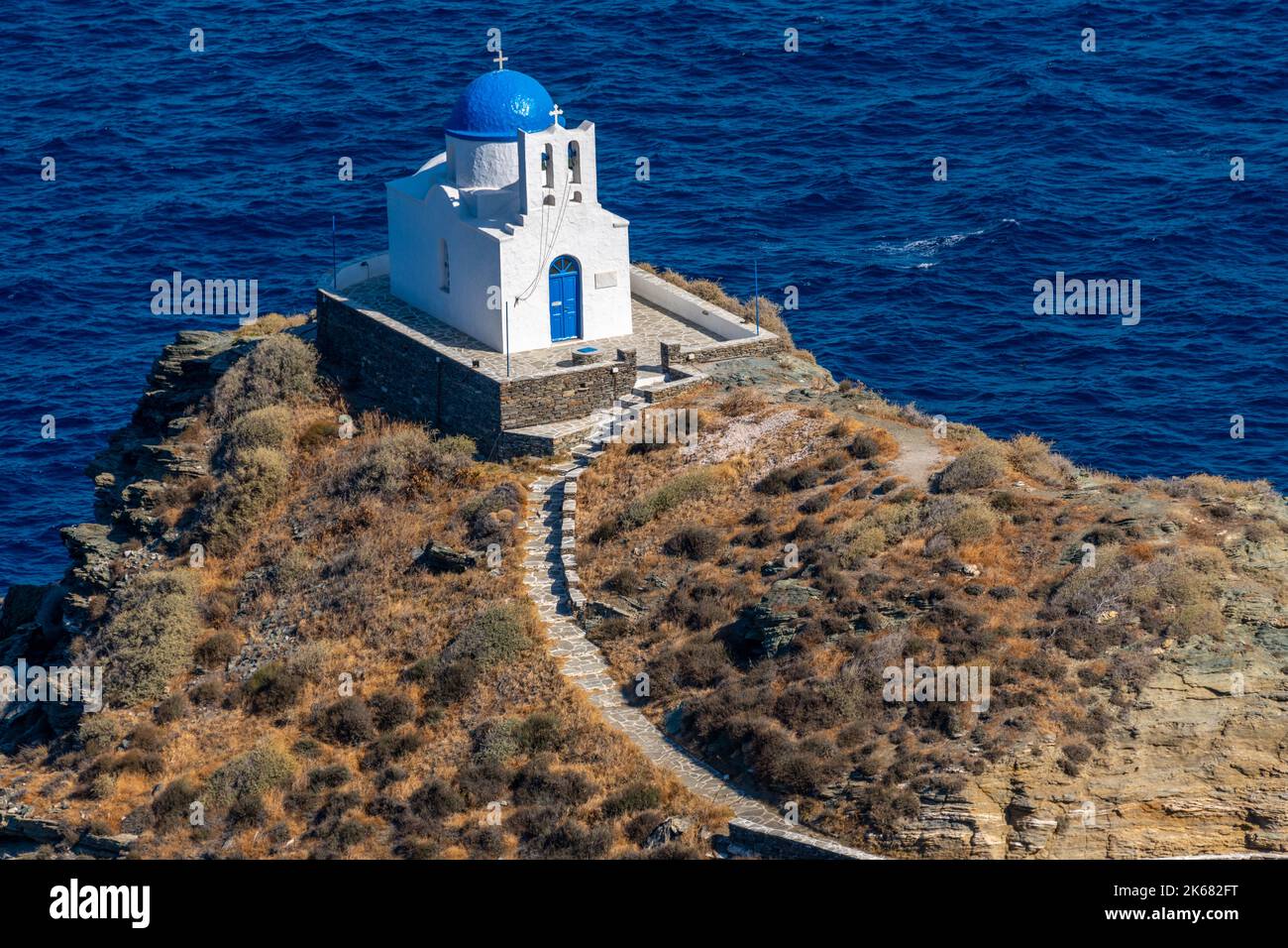 Site touristique de la chapelle des sept martyrs à Kastro sur l'île grecque de Sifnos Banque D'Images