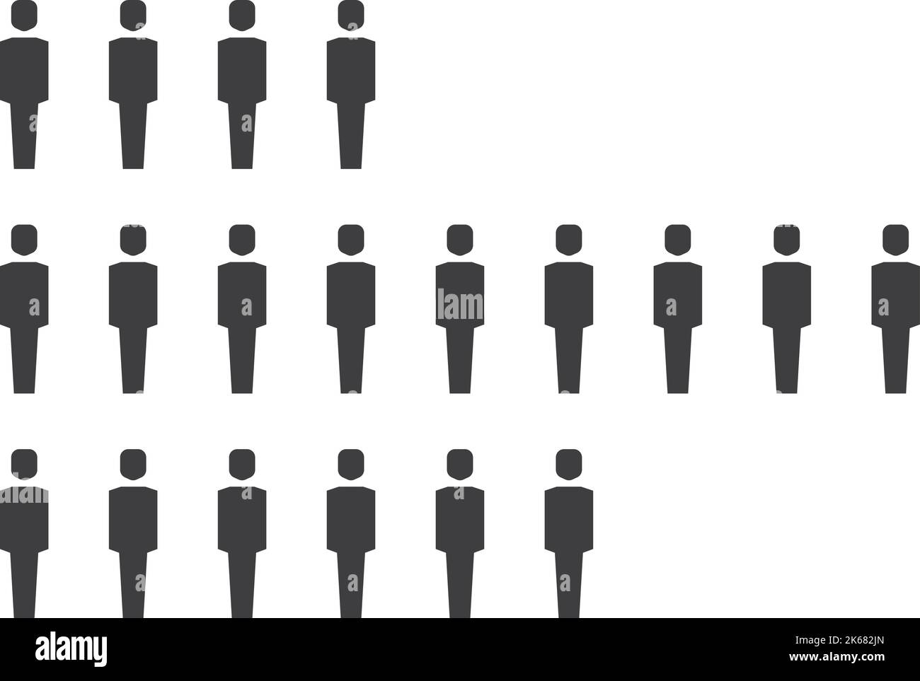 Éléments infographiques de comptage des personnes. Icône de statistique de population noire Illustration de Vecteur