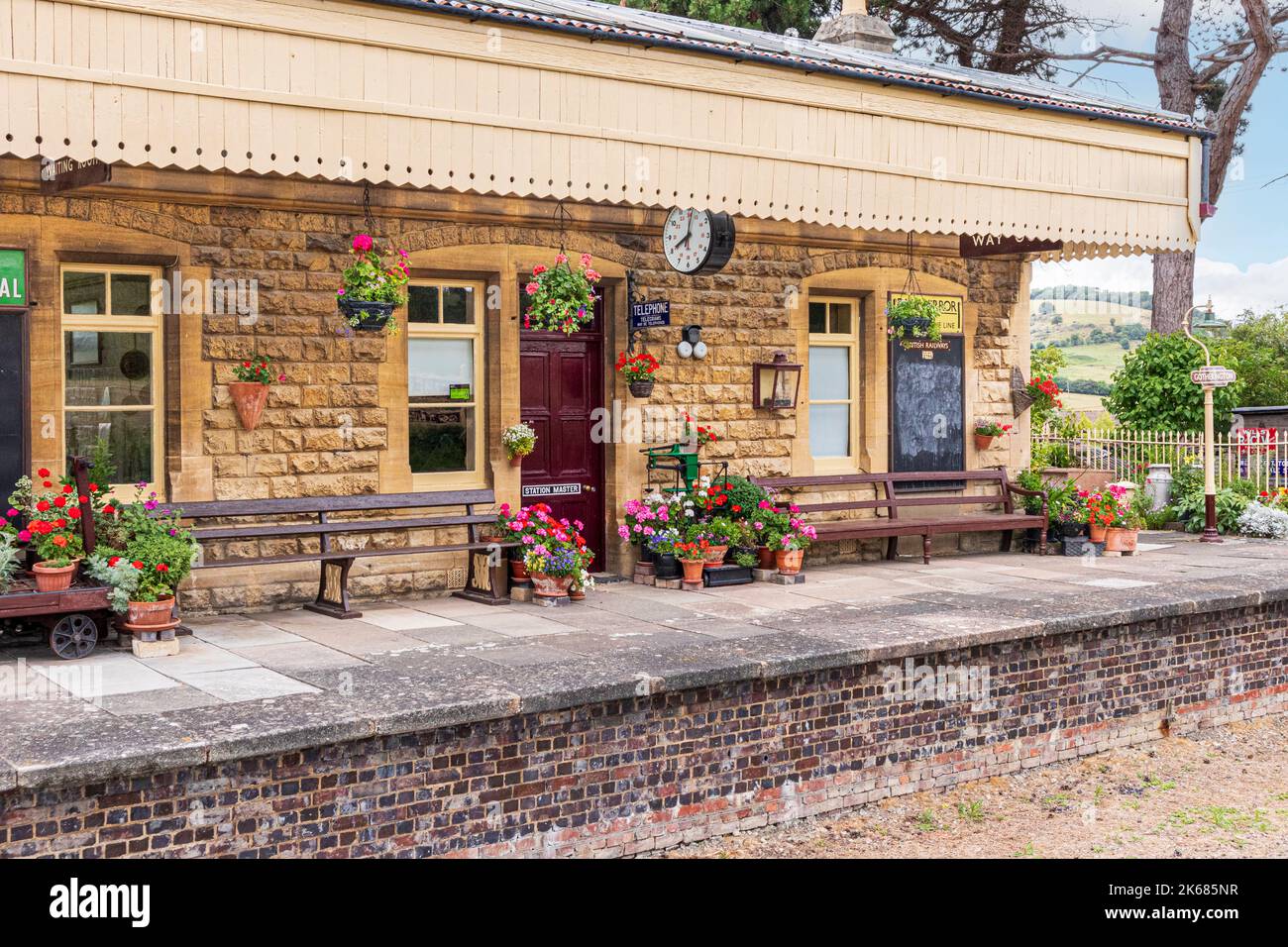 Gare de Gotherington sur le chemin de fer de Gloucestershire Warwickshire, Gotherington, Gloucestershire, Royaume-Uni Banque D'Images