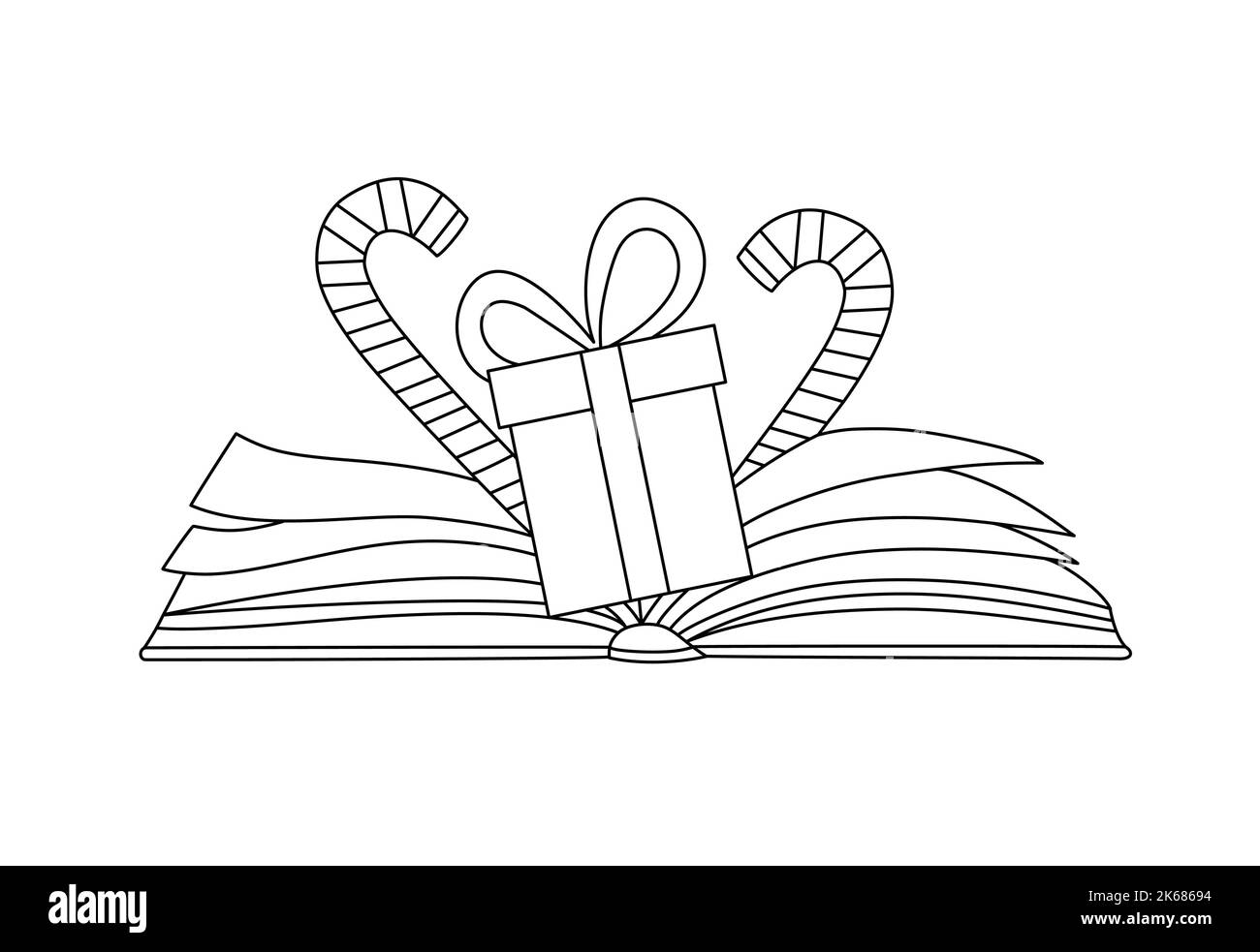 Éléments de Noël avec un livre de style linéaire. Illustration de Vecteur