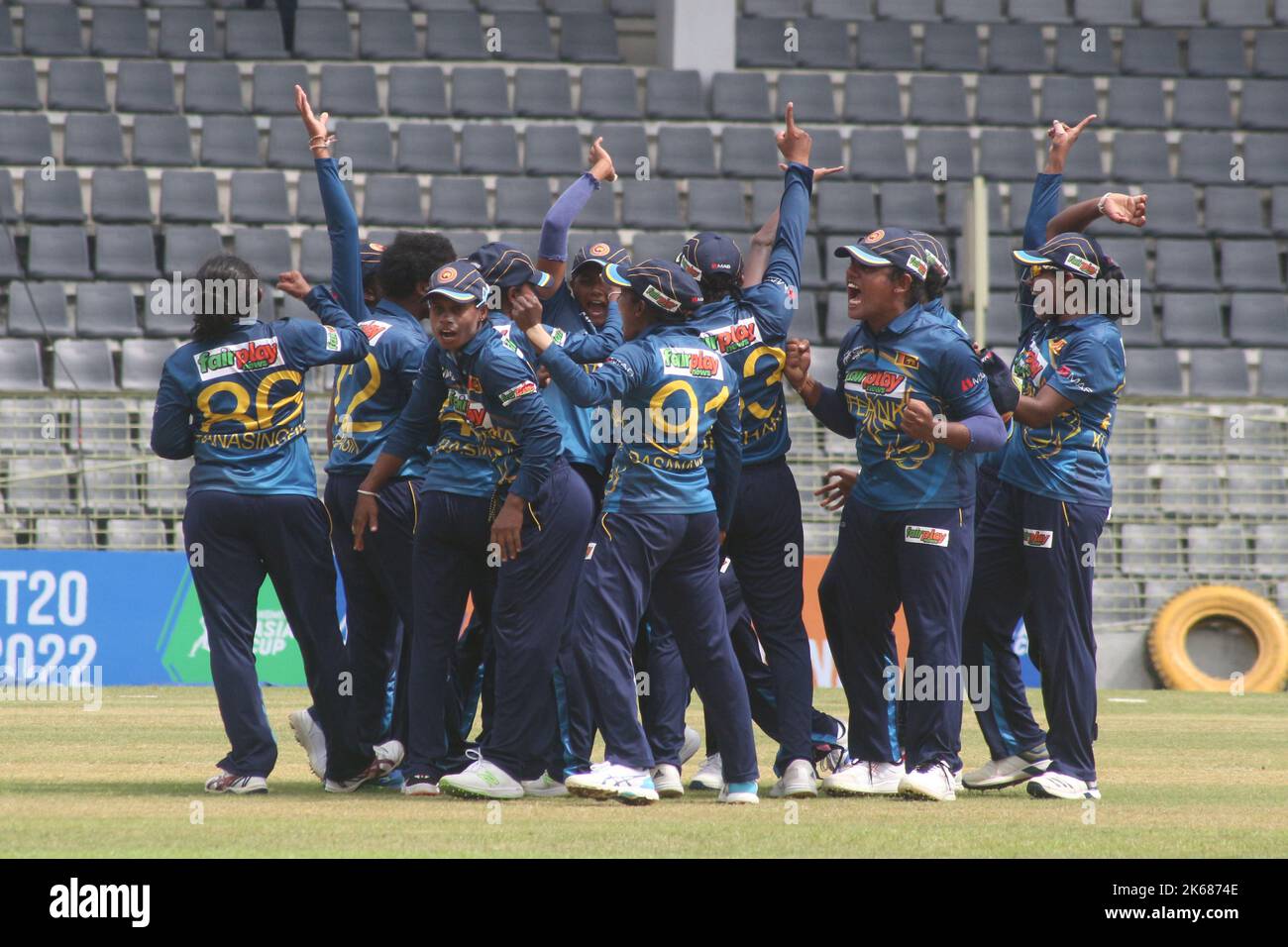 Sylhet, Bangladesh . 10th octobre 2022. 10 octobre 2022. Sylhet, Bangladesh : équipe de femmes srilankaises lors du match entre le Bangladesh et Srilanka de la coupe d'Asie T20 des femmes de cricket 2022 au stade international de cricket de Sylhet. On 10 octobre 2022, Sylhet, Bangladesh. (Photo de MD Rafayat Haque Khan/Eyepix Group/Sipa USA) crédit: SIPA USA/Alay Live News Banque D'Images