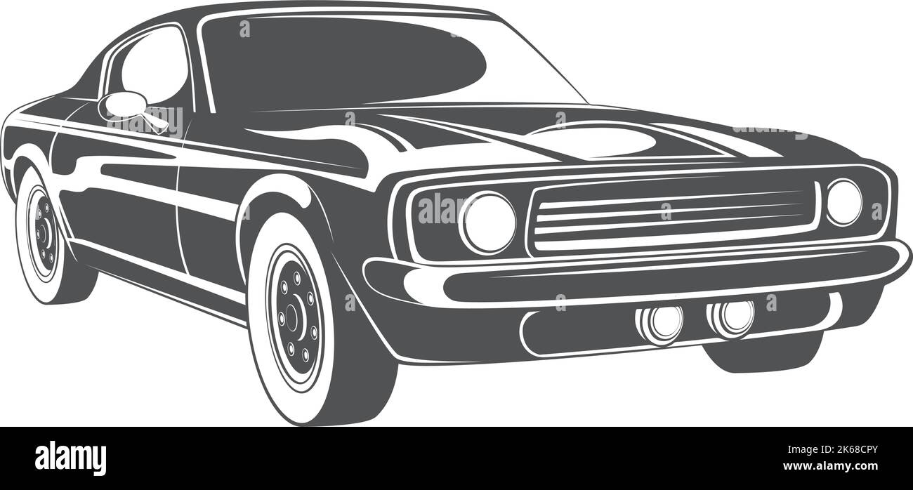 Icône de muscle car. Véhicule automobile vintage noir Illustration de Vecteur