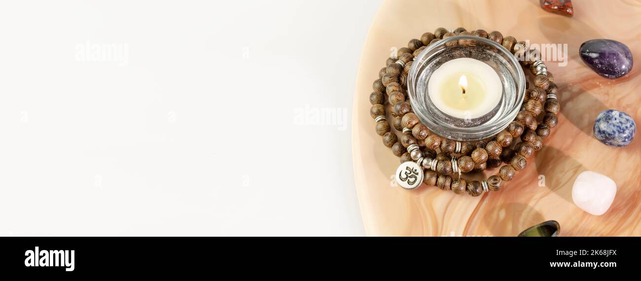 Self-Care, curatif banne avec set pour la détente et l'espace de copie Banque D'Images