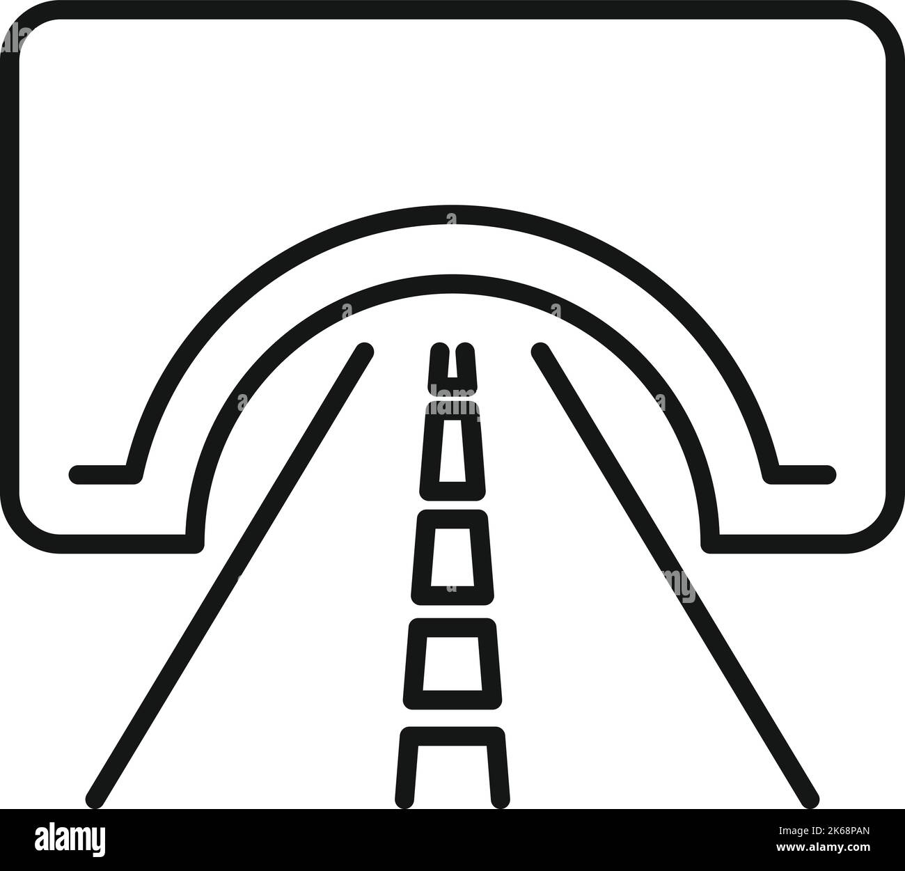 Vecteur de contour de l'icône de tunnel de pierre. Route de voiture. Voir rail Illustration de Vecteur