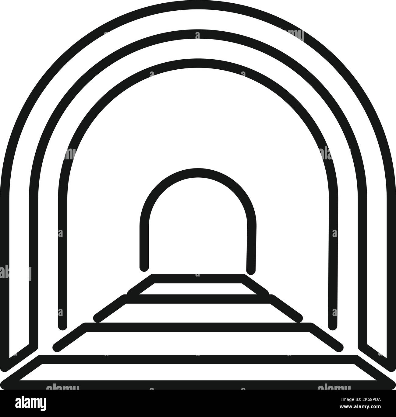 Vecteur de contour de l'icône du tunnel de train. Vue sur l'entrée. Vue sur le rail Illustration de Vecteur