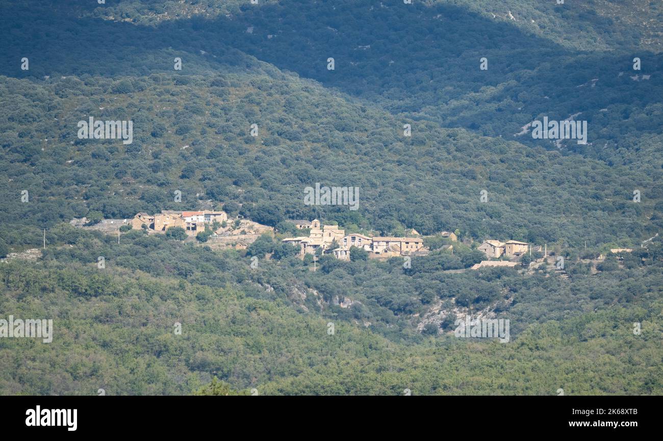 Un bâtiment traditionnel de village espagnol, montagnes des Pyrénées, Espagne Banque D'Images