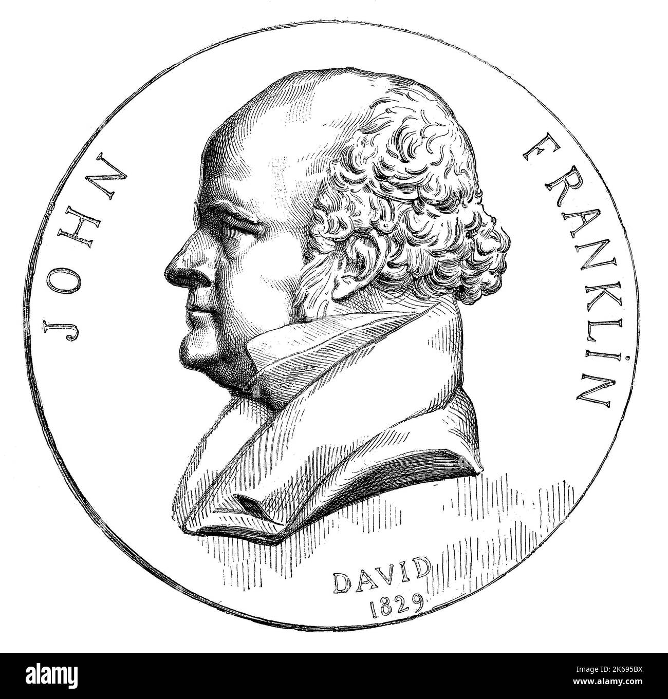 L'amélioration de la reproduction numérique, l'amiral Sir John Franklin, né 1786, est mort en 1847, un officier de la Marine royale britannique et explorateur de l'Arctique, woodprint original du 19ème siècle e Banque D'Images