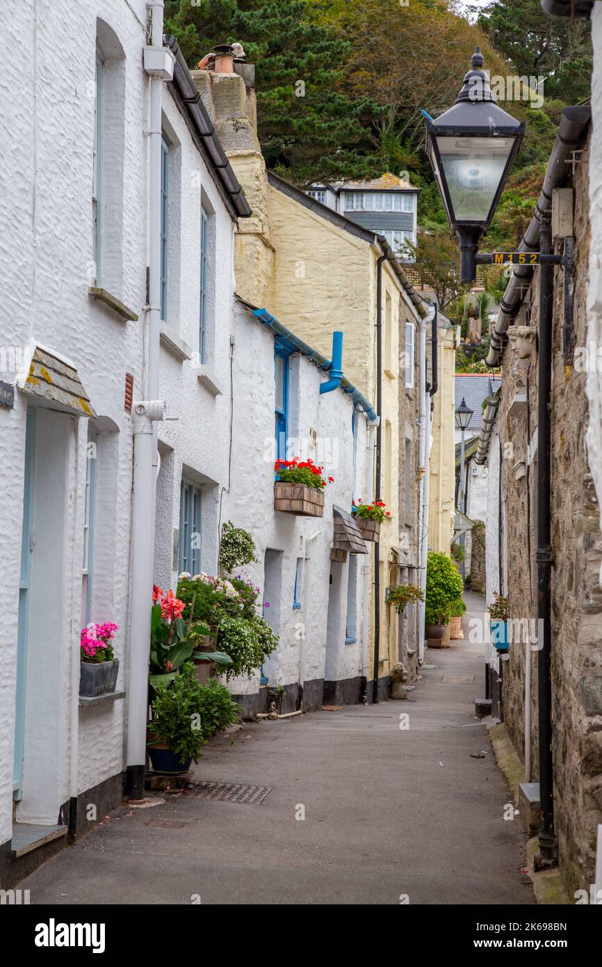 Village de Polperro, rues étroites, Cornwall Banque D'Images