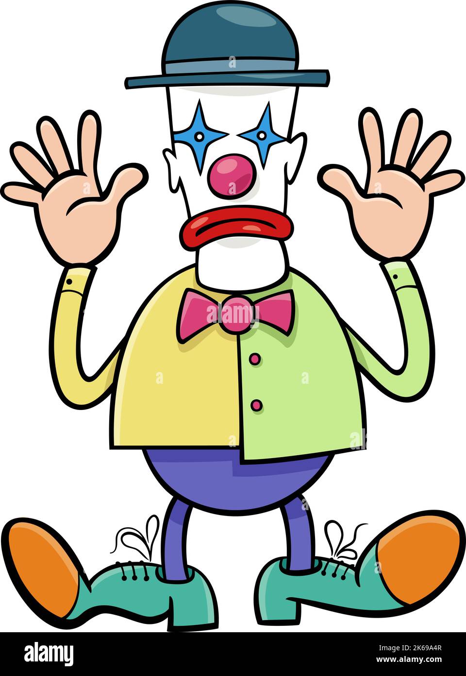 Illustration de dessin animé de clown drôle ou de mimé personnage de bande dessinée Illustration de Vecteur
