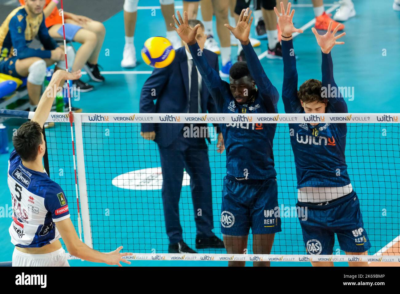 Vérone, Italie. 8th octobre 2022. Championnat italien de volley-ball Superlega entre WithU Verona et ITAS Trentino. Banque D'Images