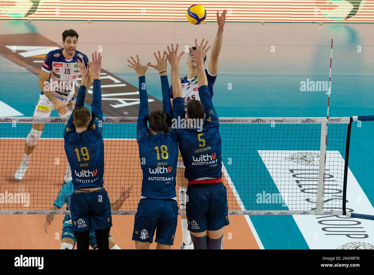 Vérone, Italie. 8th octobre 2022. Championnat italien de volley-ball Superlega entre WithU Verona et ITAS Trentino. Banque D'Images