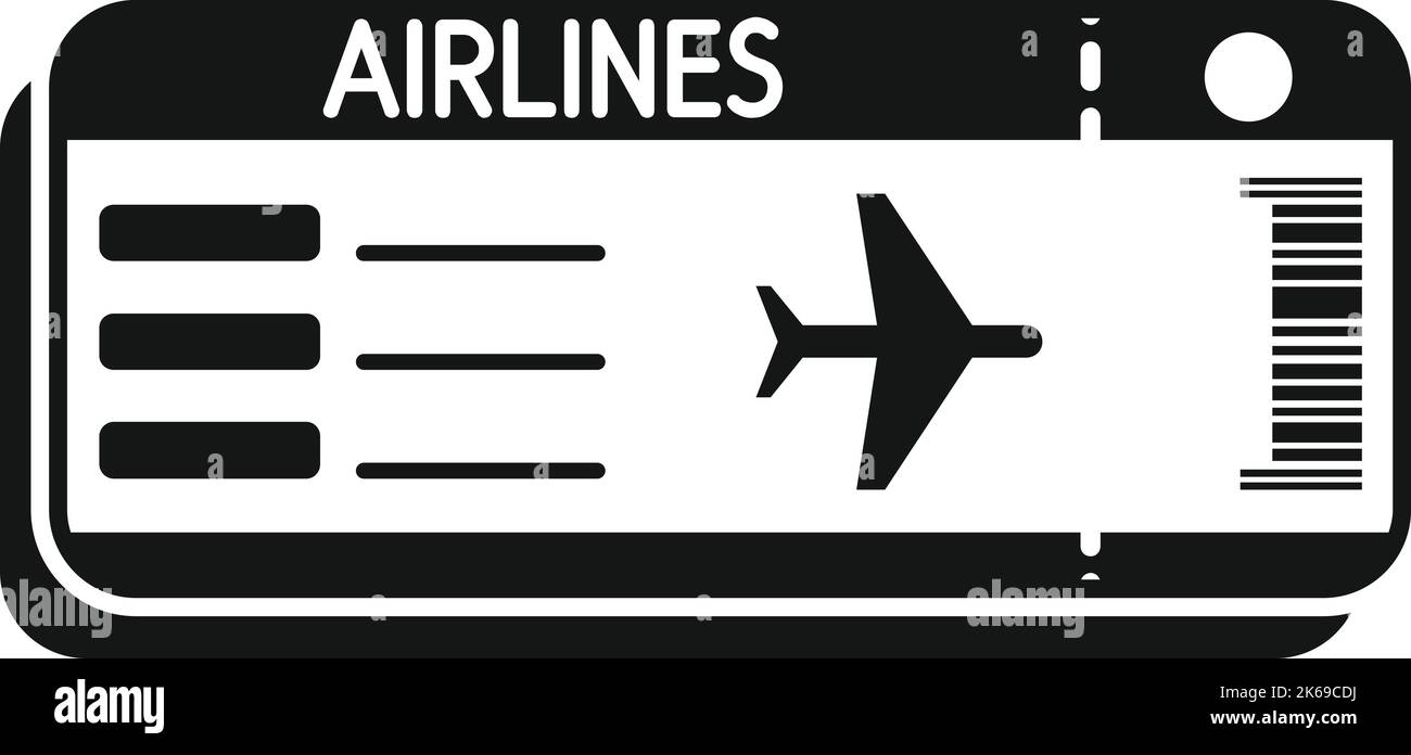 Vecteur simple de l'icône de billet d'avion. Plan de passage. Vol aérien Illustration de Vecteur