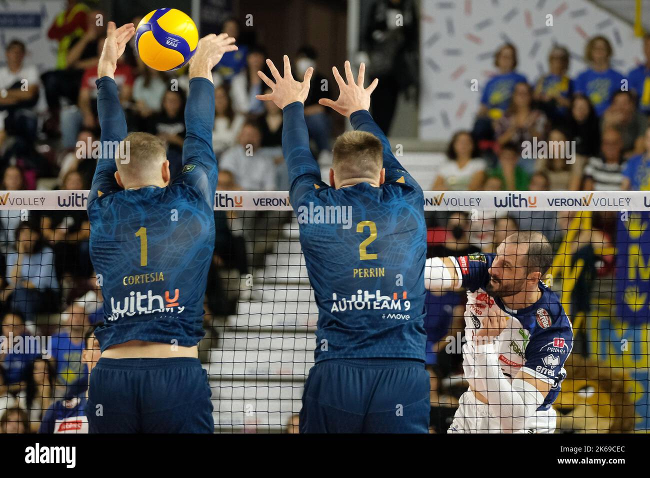 Vérone, Italie. 8th octobre 2022. Championnat italien de volley-ball Superlega entre WithU Verona et ITAS Trentino. Banque D'Images