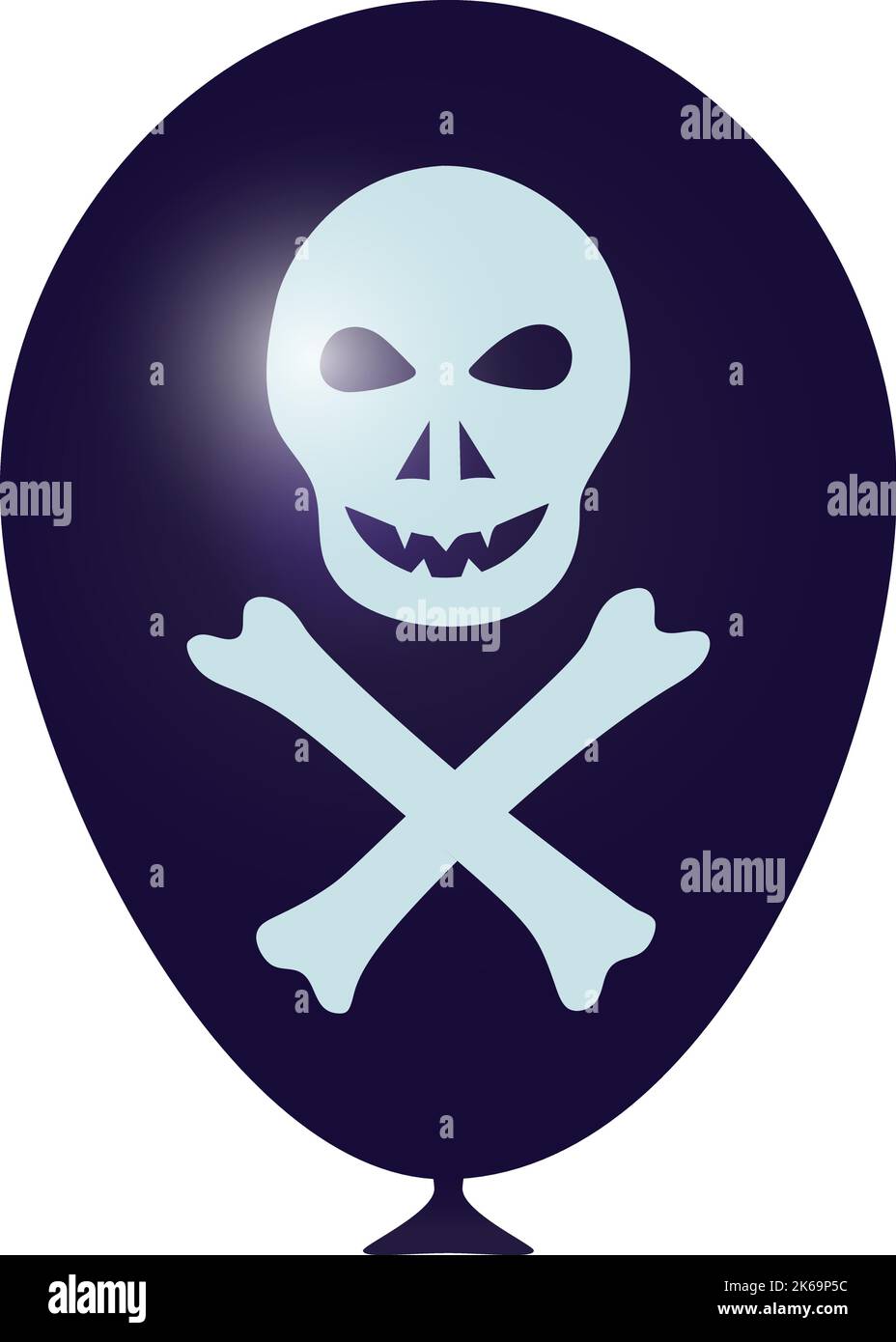 Un ballon pour Halloween. Ballon violet réaliste avec crâne et os. Illustration de Vecteur