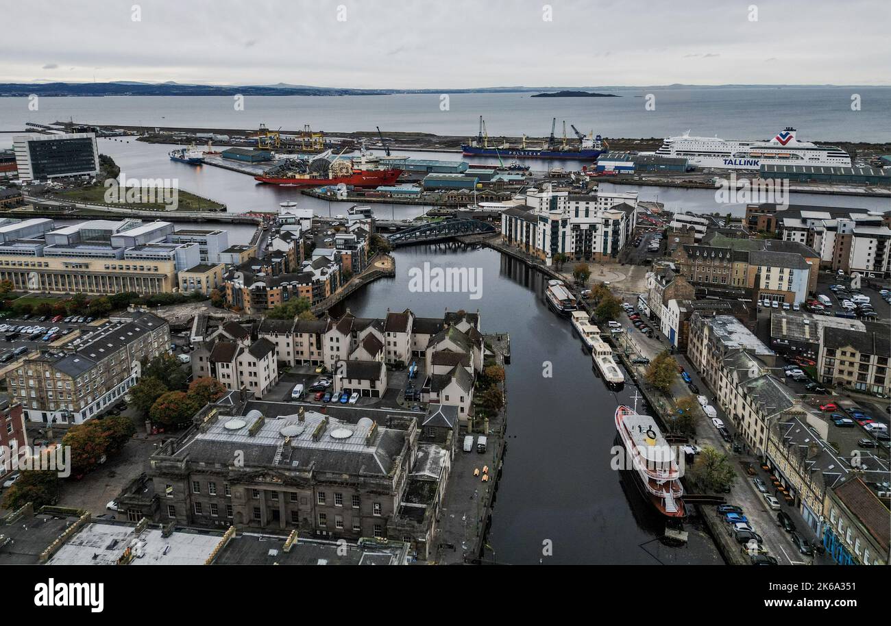 Port de Leith à Édimbourg - vue aérienne Banque D'Images