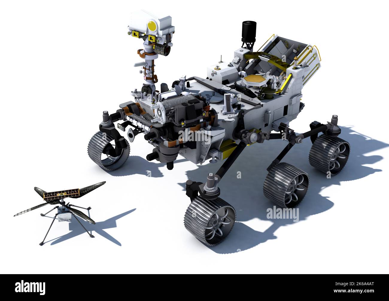 Perverance Mars rover avec hélicoptère Ingenuity. Banque D'Images