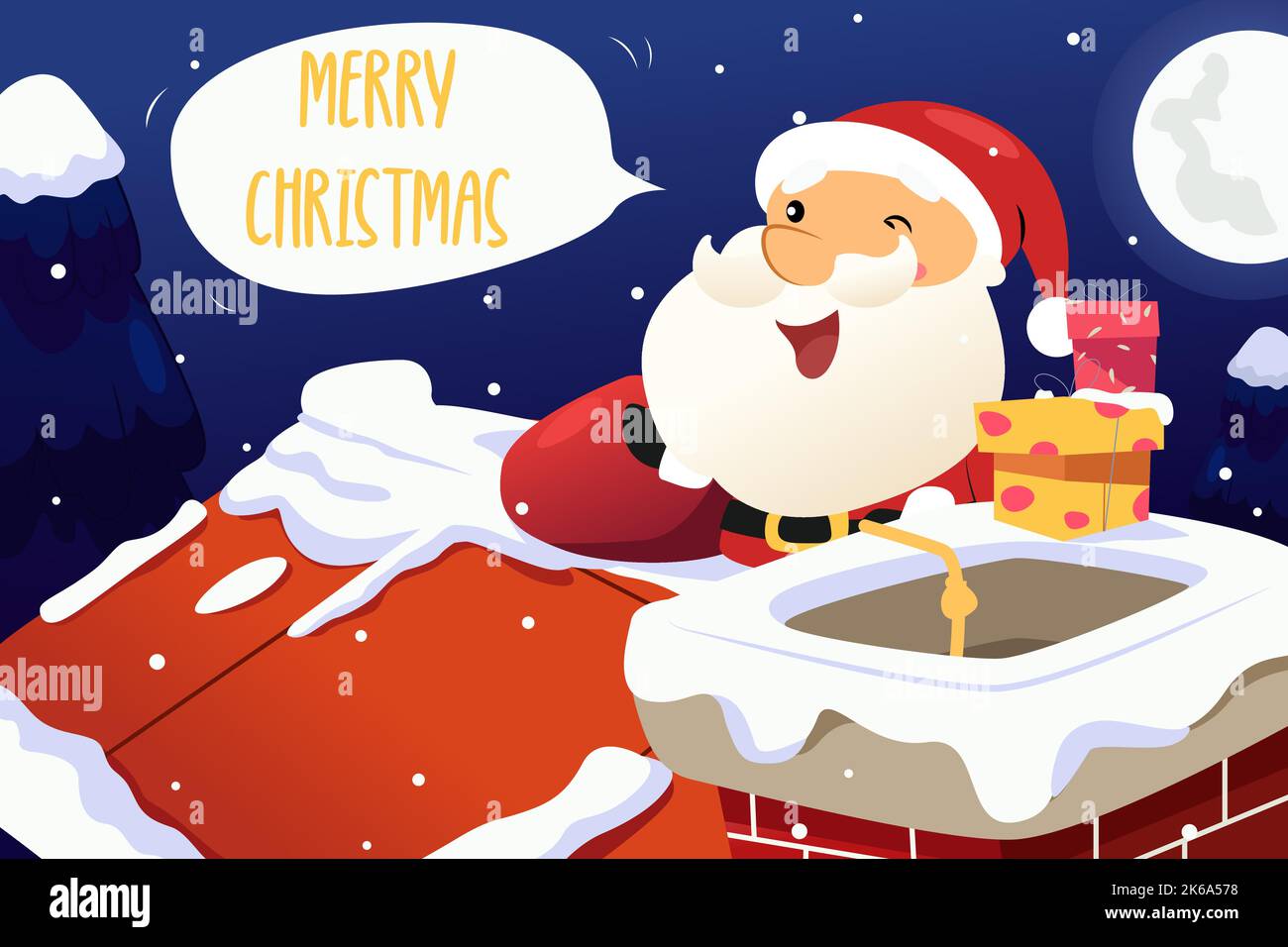 Illustration vectorielle du Père Noël portant des cadeaux de Noël Illustration de Vecteur